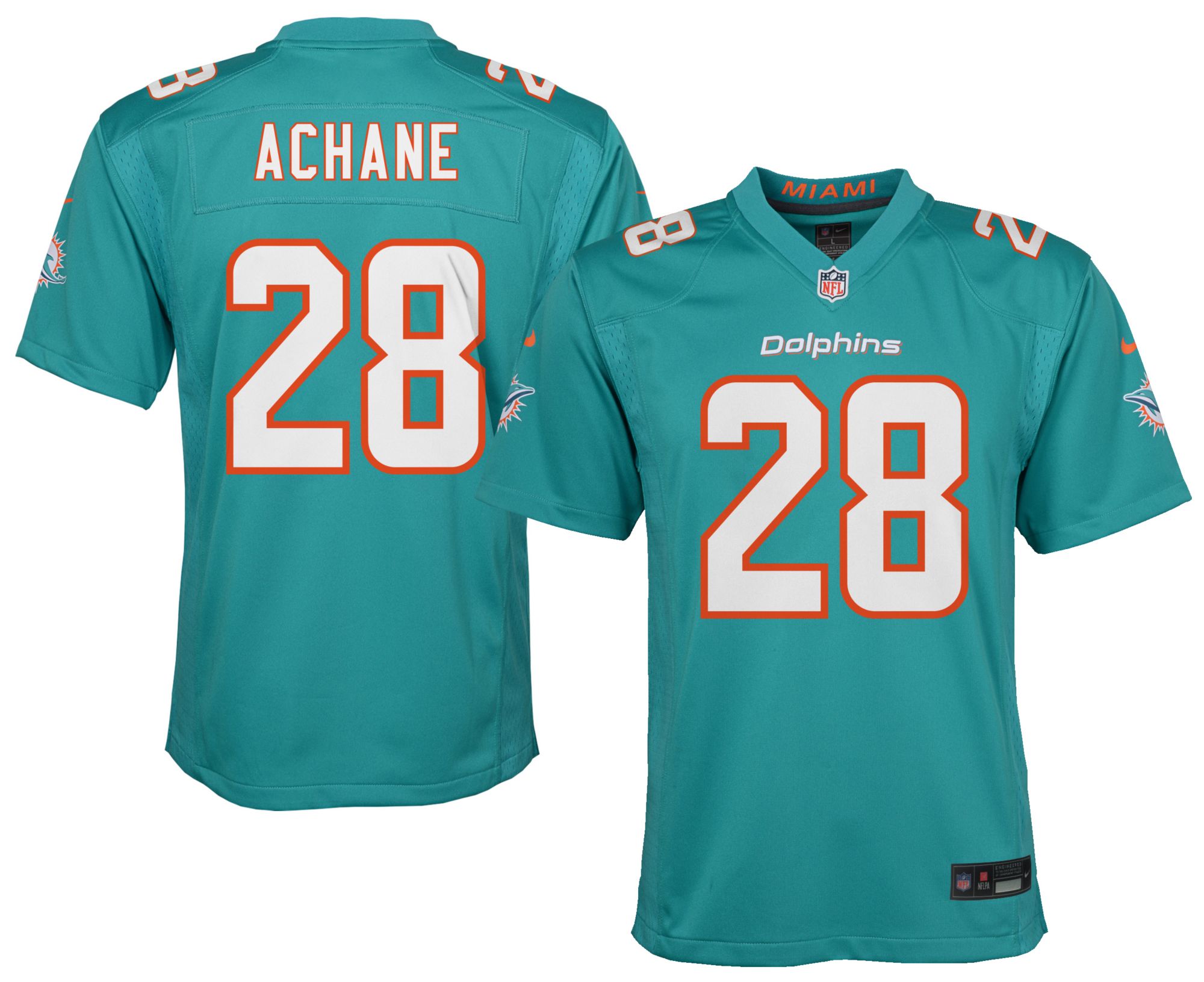 Nike Youth Miami Dolphins DeVon Achane #28 Aqua Game Alternate Jersey product image