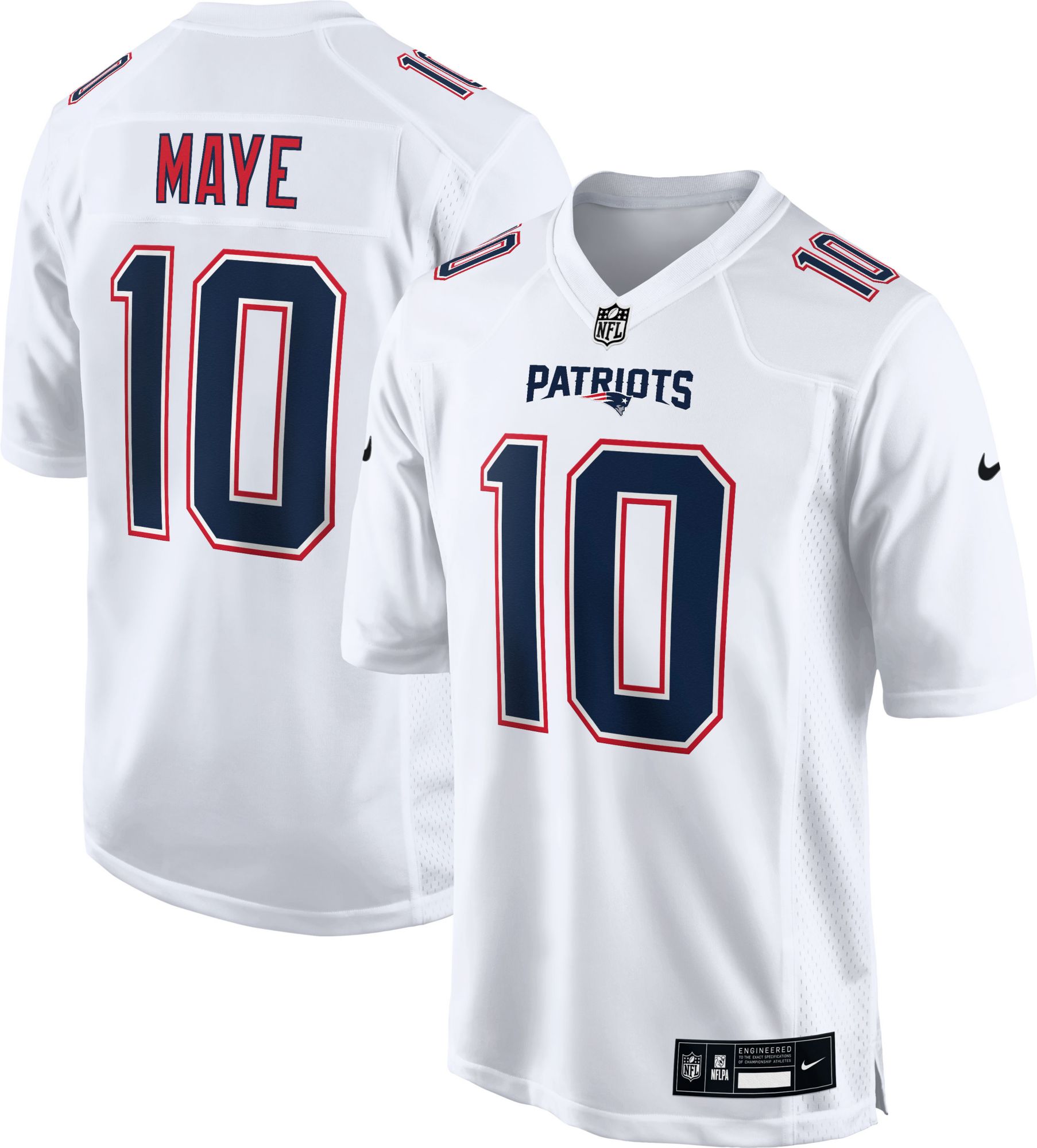 Nike Youth New England Patriots Drake Maye #10 White Tundra Game Jersey product image