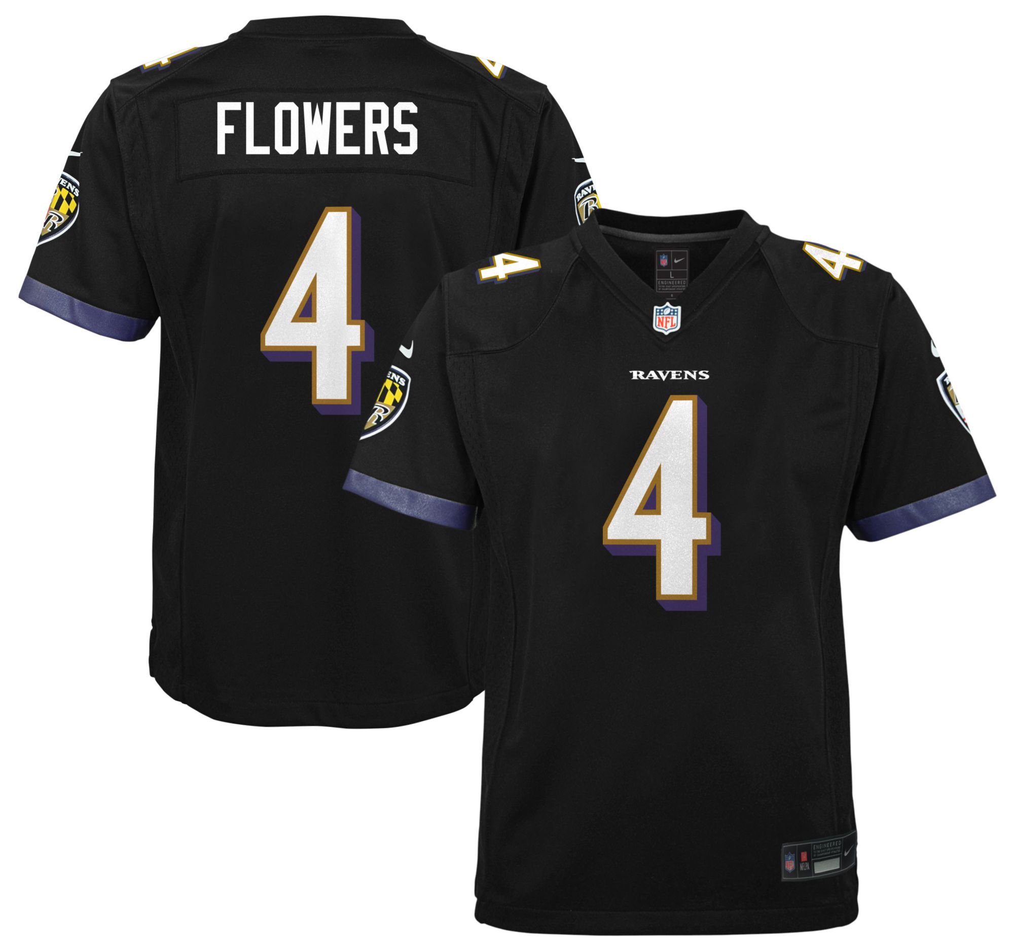 Nike Youth Baltimore Ravens Zay Flowers #4 Black Alternate Game Jersey product image