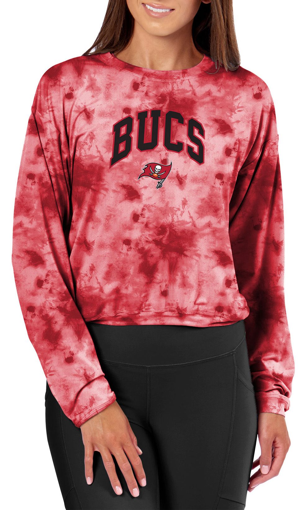 Certo Women's Tampa Bay Buccaneers Red Tie Dye Script Long Sleeve T-Shirt product image