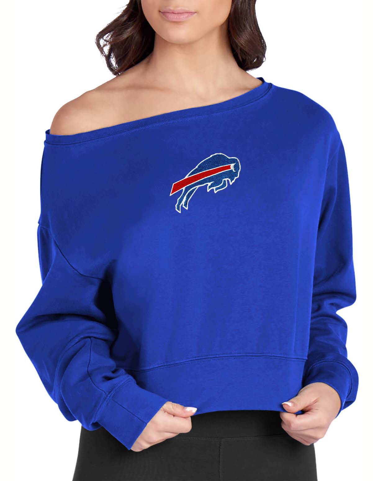 Certo Women's Buffalo Bills Royal Off the Shoulder Crew Pullover product image