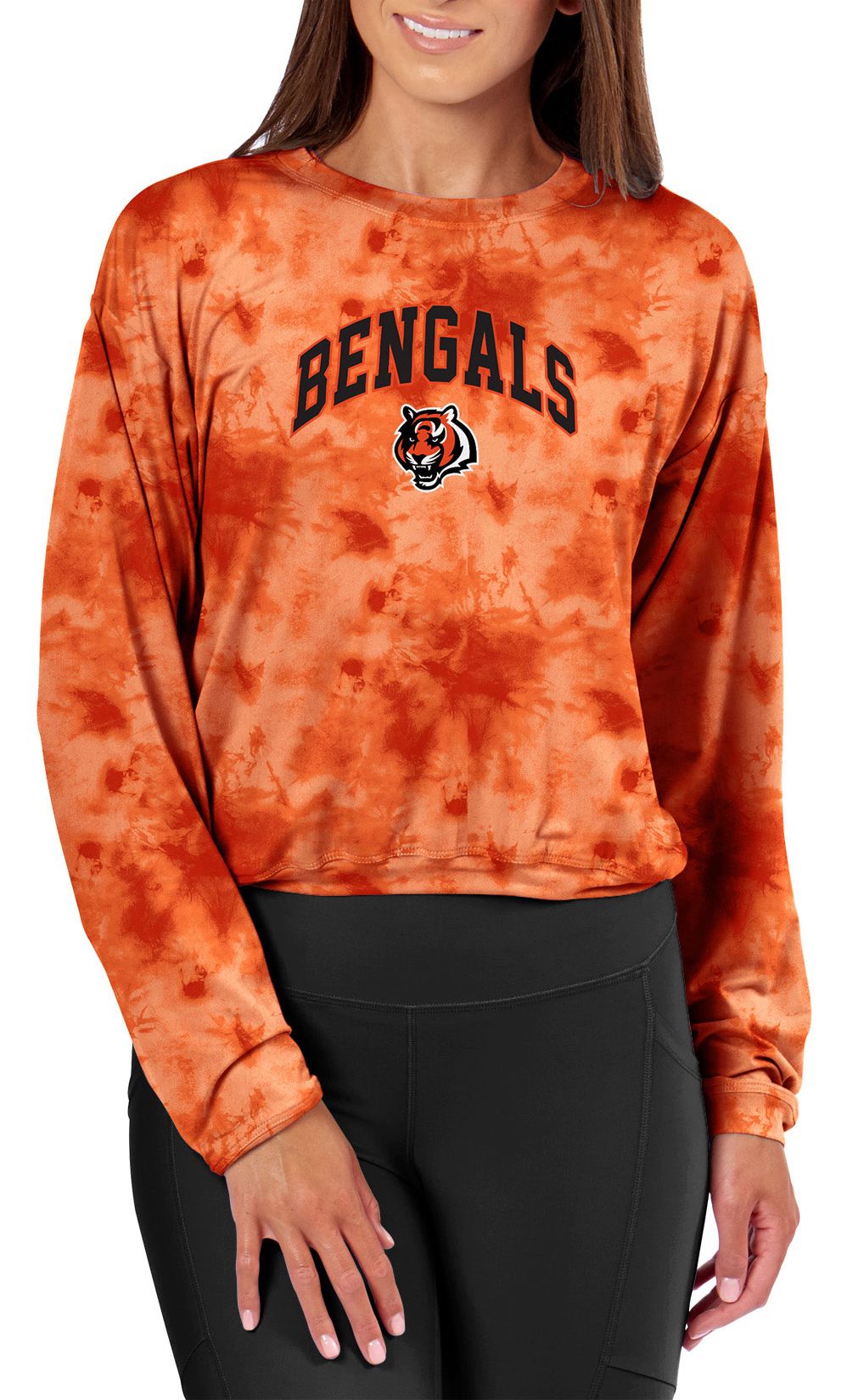 Certo Women's Cincinnati Bengals Orange Tie Dye Script Long Sleeve T-Shirt product image