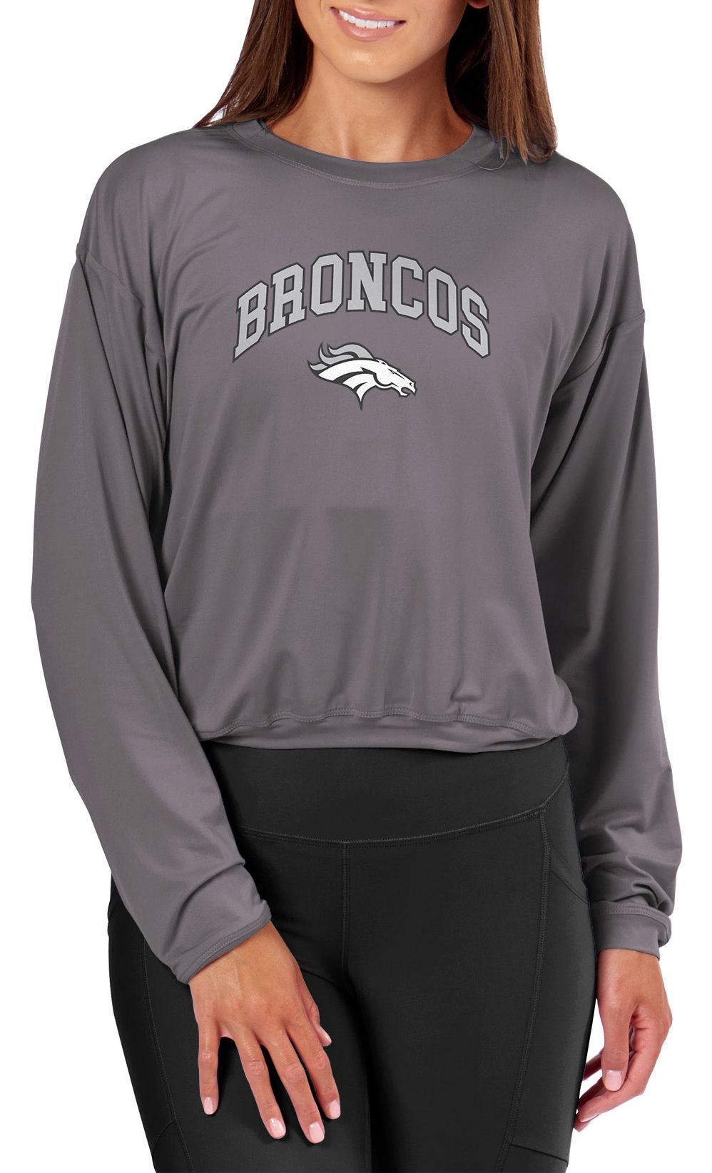 Certo Women's Denver Broncos Dark Haze Tie Dye Script Long Sleeve T-Shirt product image