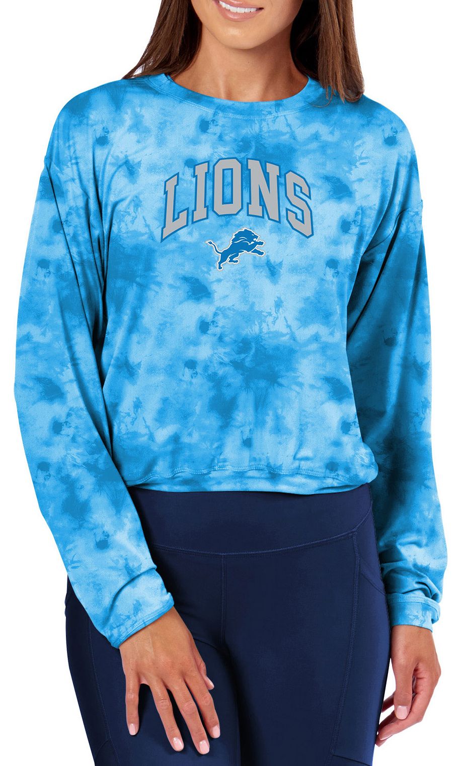 Certo Women's Detroit Lions Light Blue Tie Dye Script Long Sleeve T-Shirt product image