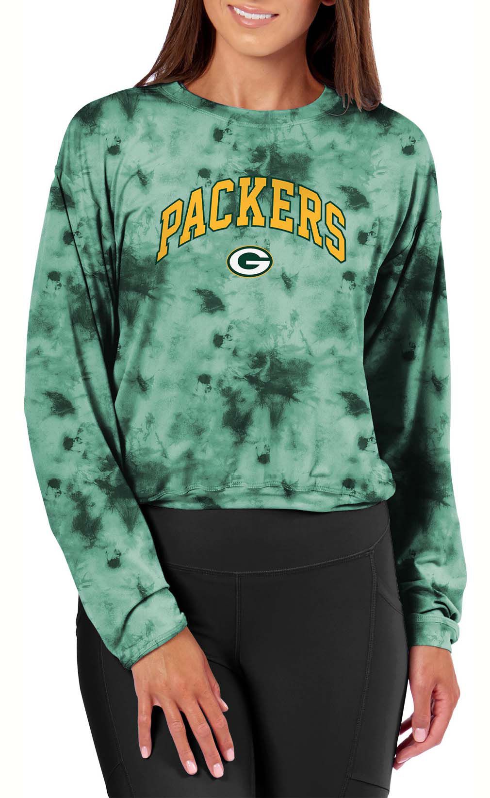 Certo Women's Green Bay Packers Green Tie Dye Script Long Sleeve T-Shirt product image