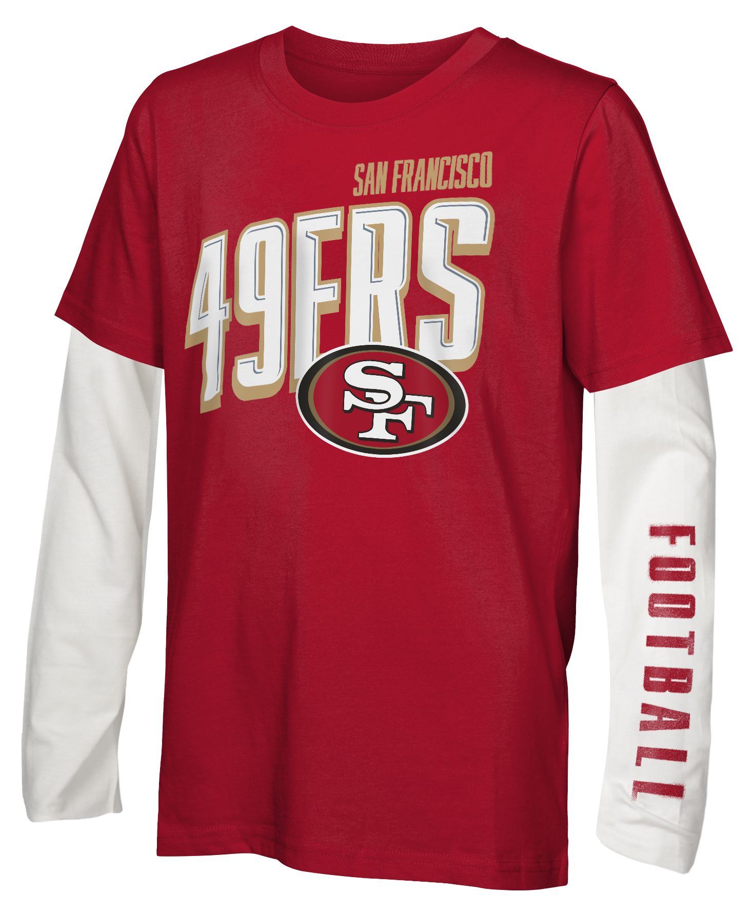 NFL Team Apparel Boys' San Francisco 49ers Red '3 In 1' Long Sleeve T-Shirt product image