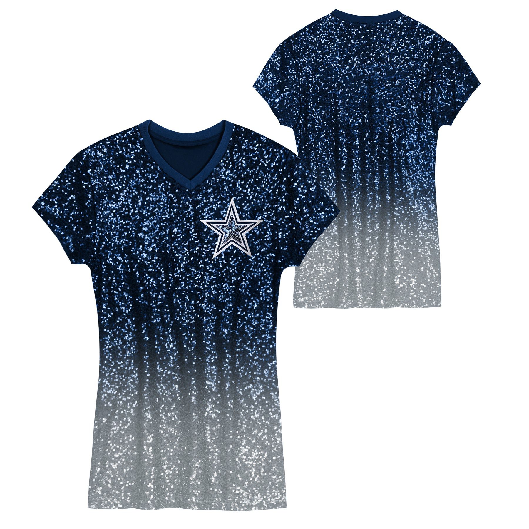 NFL Team Apparel Girls' Dallas Cowboys Navy Glam Sequin Dress product image