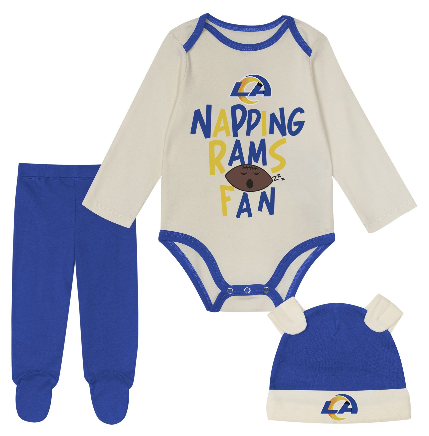 NFL Team Apparel Infant Los Angeles Rams Royal Newborn Little Champ 3-Pack Creeper Set product image