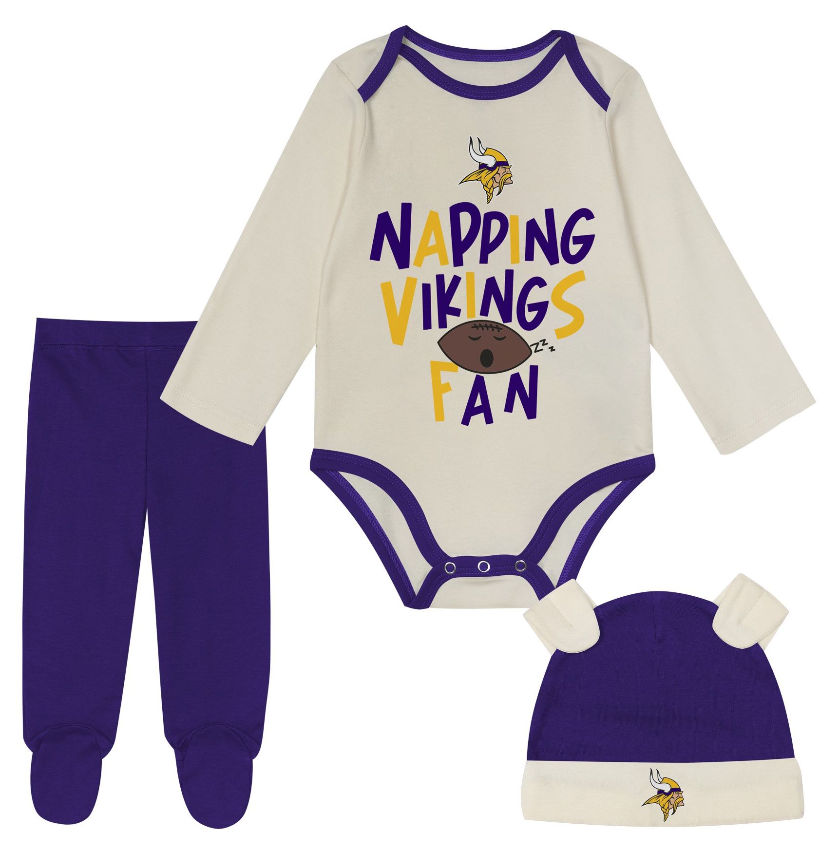 NFL Team Apparel Infant Minnesota Vikings Purple Newborn Little Champ 3-Pack Creeper Set product image
