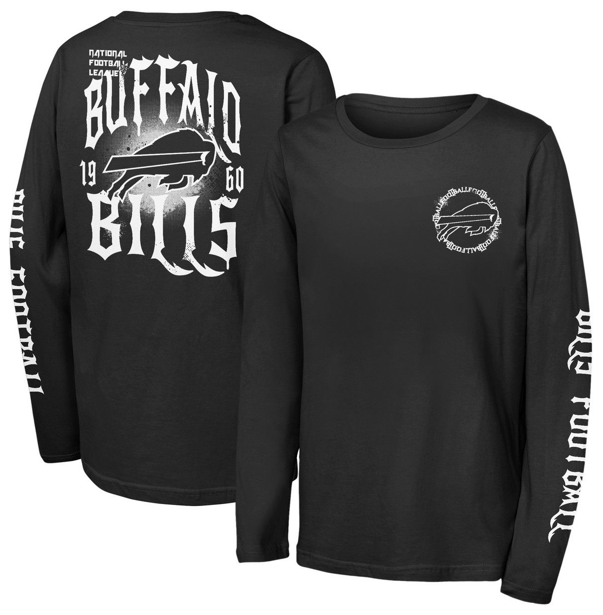 NFL Team Apparel Youth Buffalo Bills Black Rumble Long Sleeve T-Shirt product image