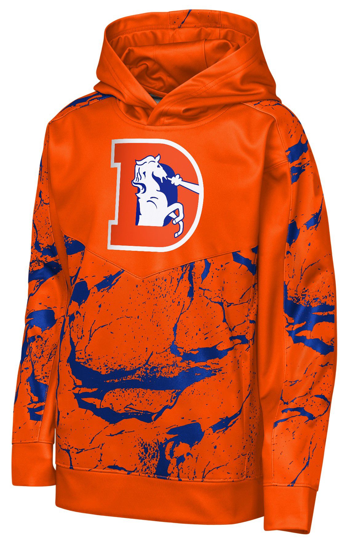 NFL Team Apparel Youth Denver Broncos Orange Offensive Line Throwback Pullover Hoodie product image