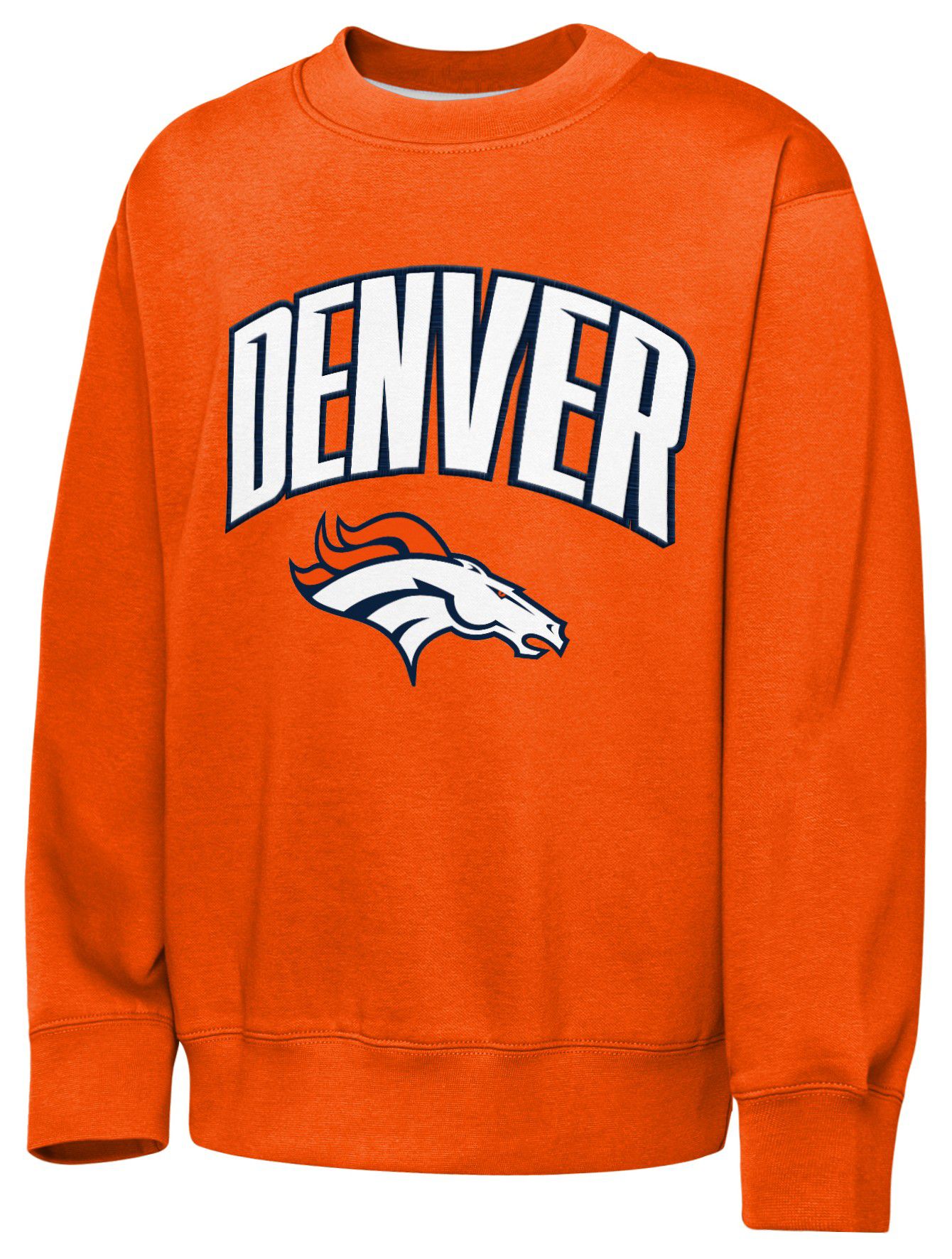 NFL Team Apparel Youth Denver Broncos Orange Place Kicker Throwback Crew Pullover Sweatshirt product image