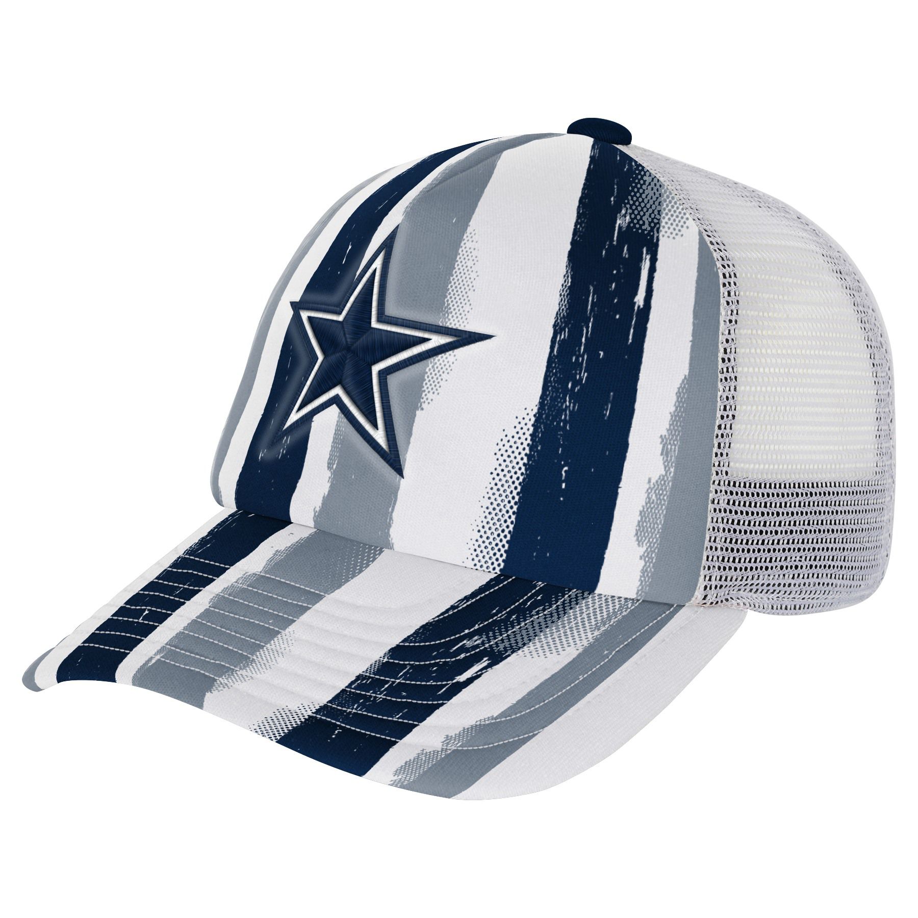NFL Team Apparel Youth Dallas Cowboys Navy White High Step Trucker Snapback product image