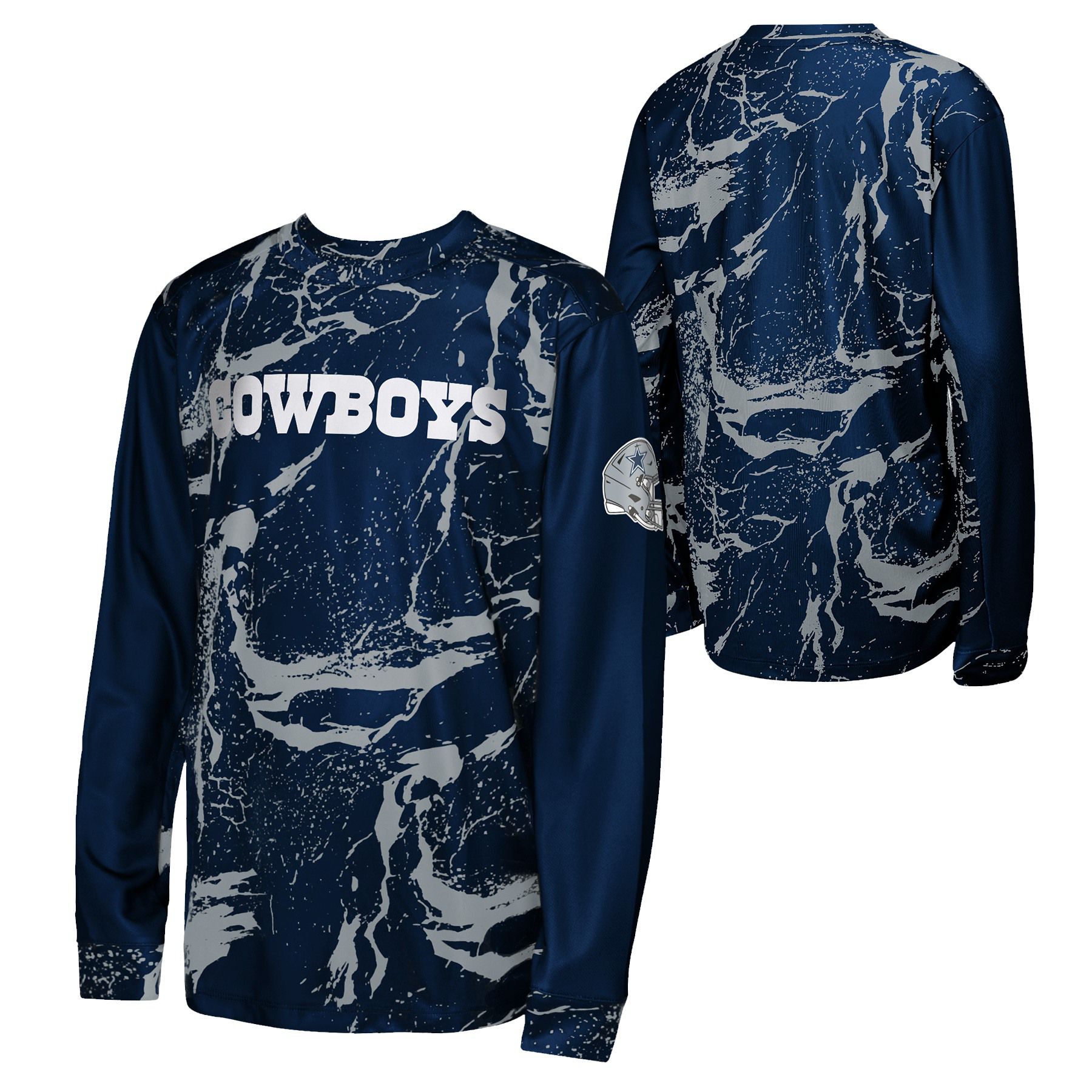 NFL Team Apparel Youth Dallas Cowboys Navy In the Zone Retro Long Sleeve T-Shirt product image