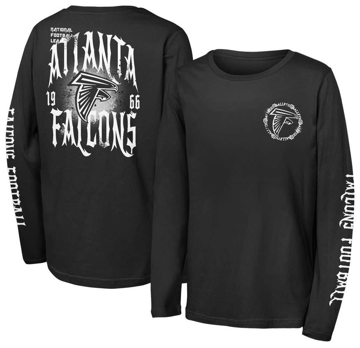 NFL Team Apparel Youth Atlanta Falcons Black Rumble Long Sleeve T-Shirt product image