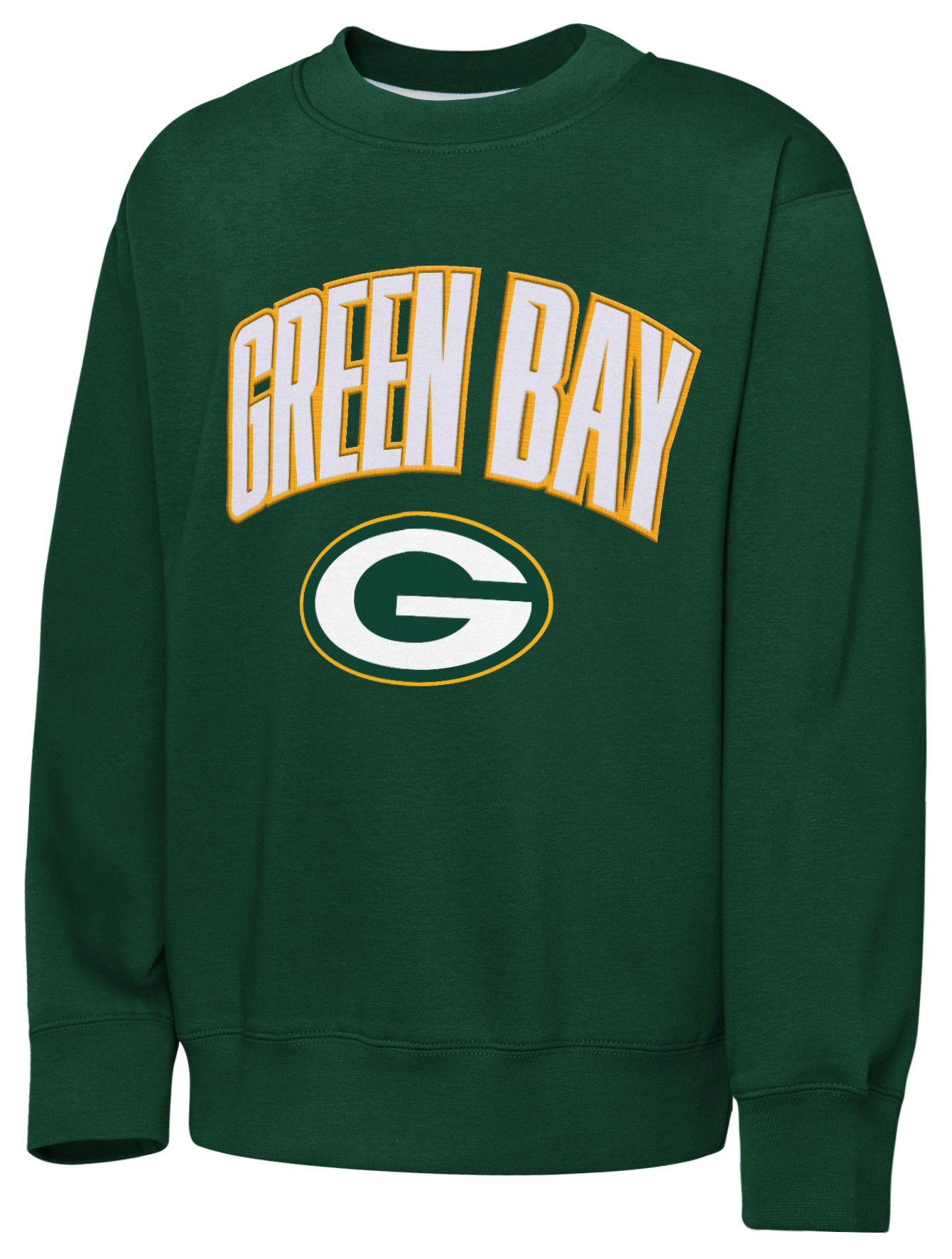 NFL Team Apparel Youth Green Bay Packers Green Place Kicker Throwback Crew Pullover Sweatshirt product image
