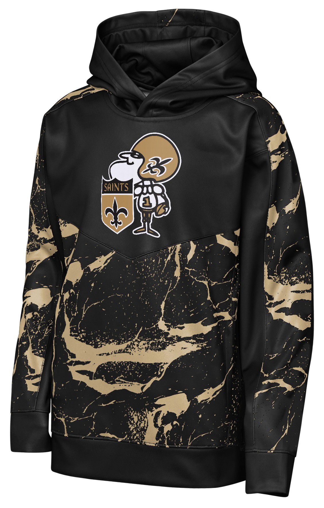 NFL Team Apparel Youth New Orleans Saints Black Offensive Line Throwback Pullover Hoodie product image