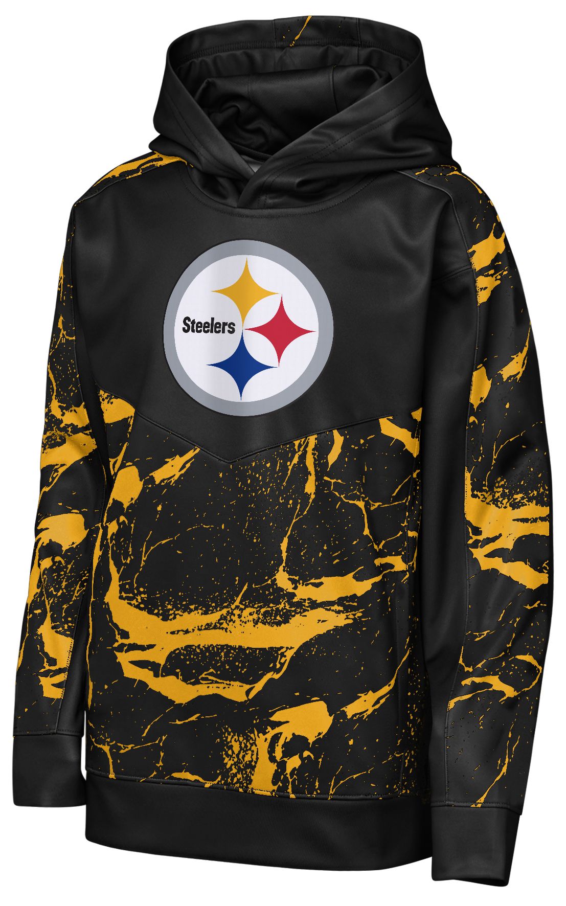 NFL Team Apparel Youth Pittsburgh Steelers Black Offensive Line Throwback Pullover Hoodie product image