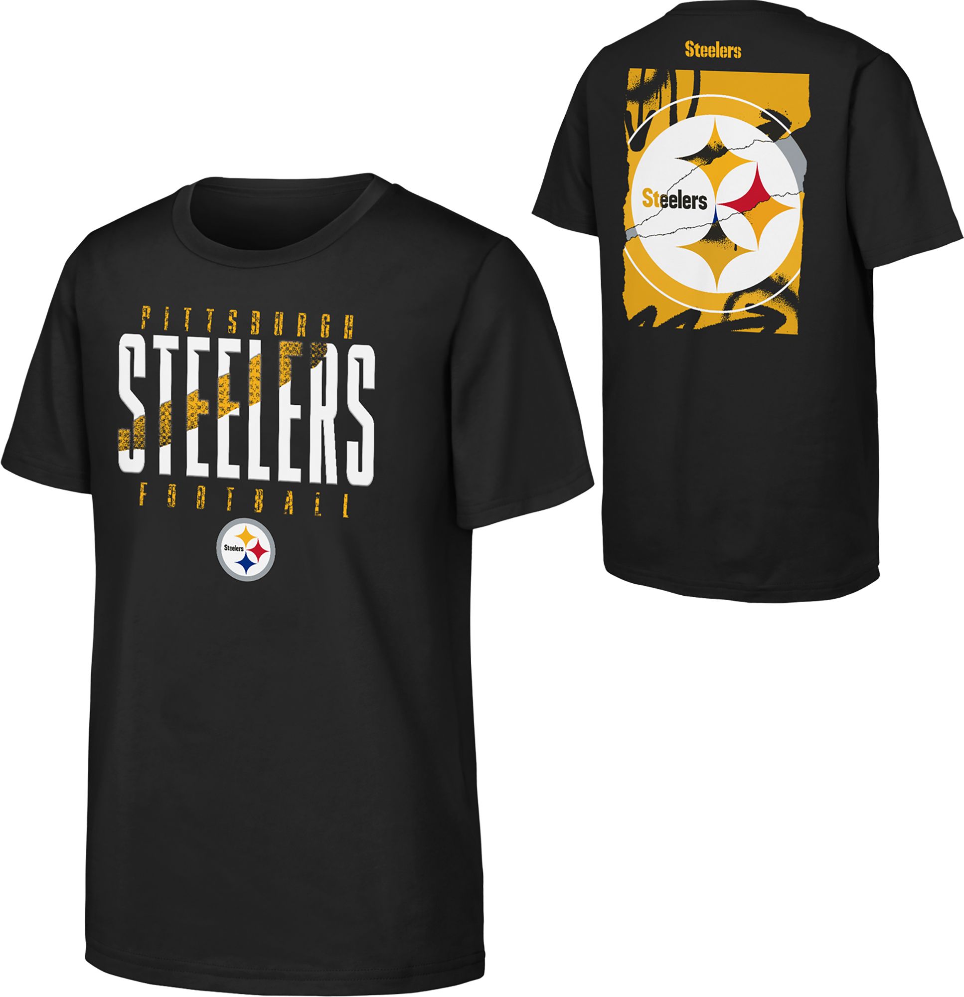 NFL Team Apparel Youth Pittsburgh Steelers Black Posterize T-Shirt product image