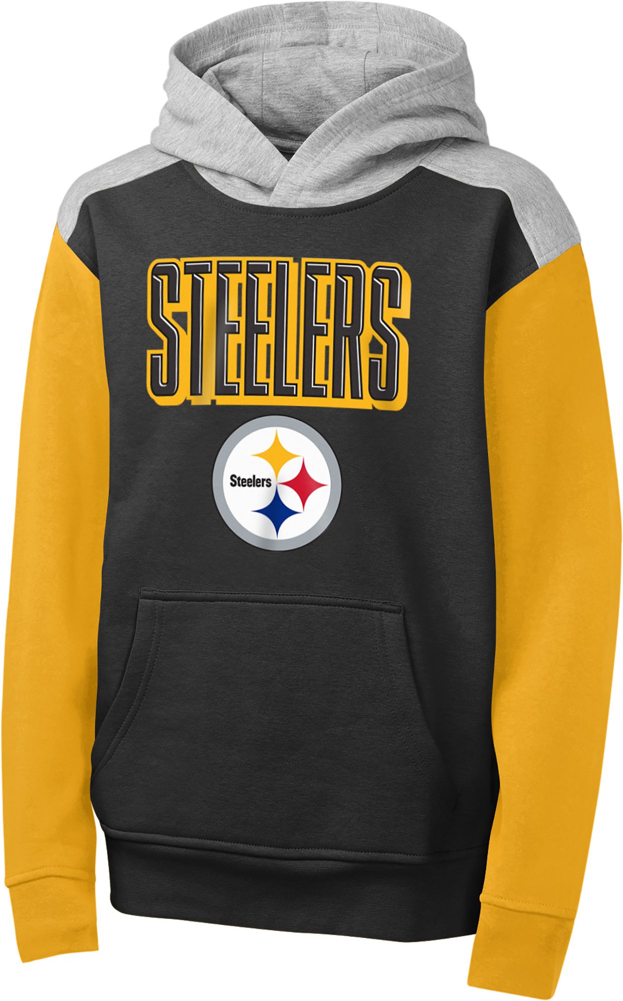 NFL Team Apparel Youth Pittsburgh Steelers Black Beyond Red Zone Throwback Pullover Hoodie product image