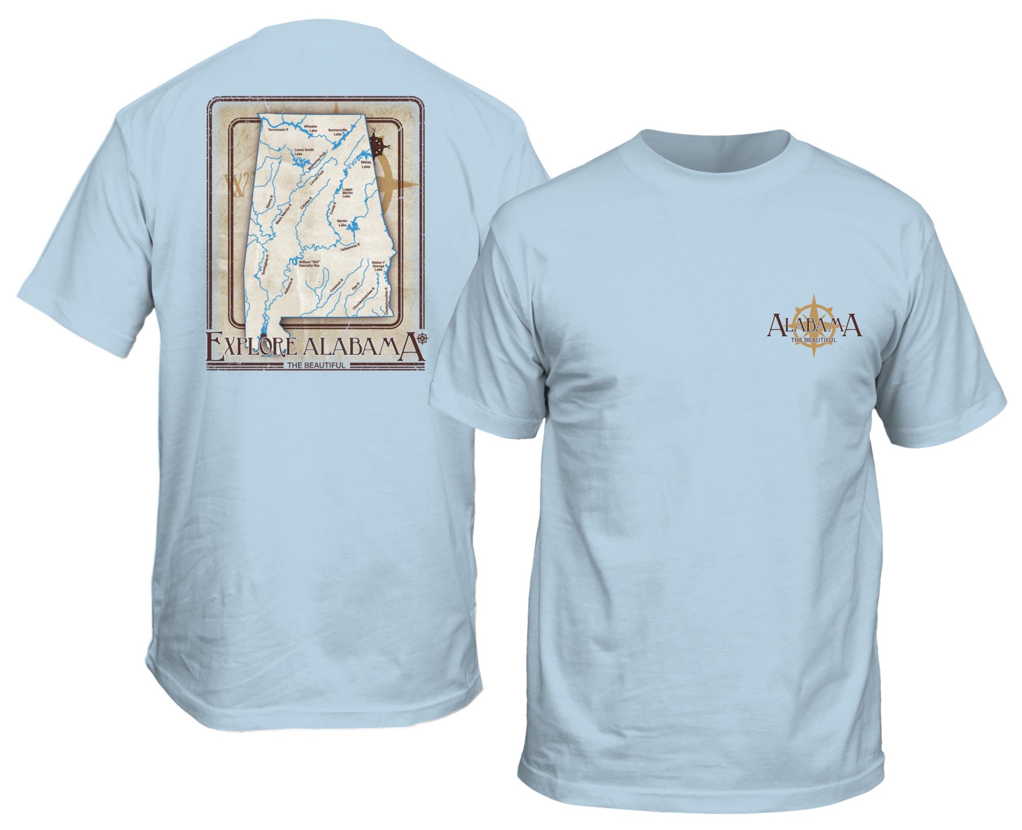 New World Graphics Men's Alabama Light Blue Waters T-Shirt product image