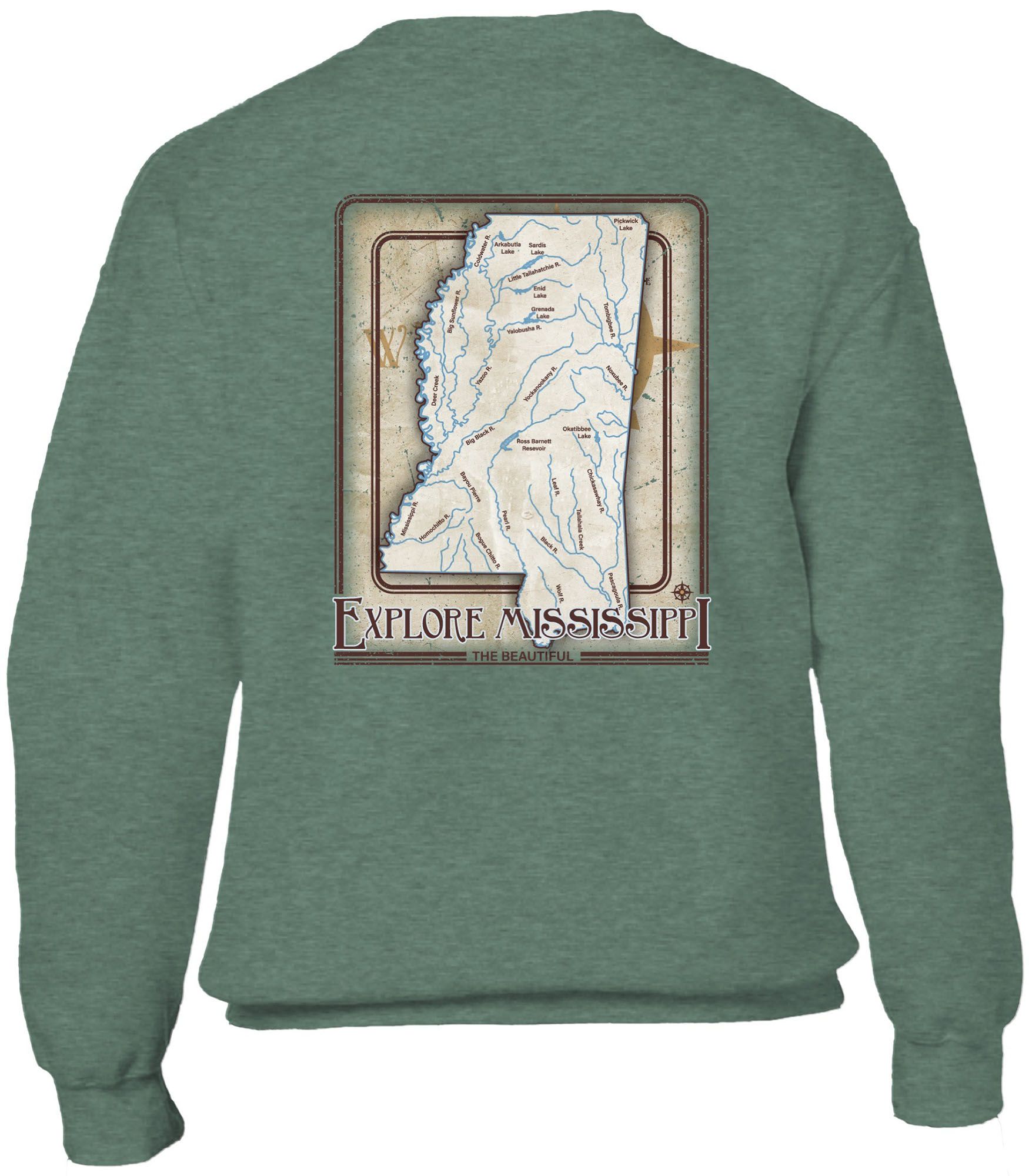 New World Graphics Adult Mississippi State Green Waters Crewneck Sweatshirt product image