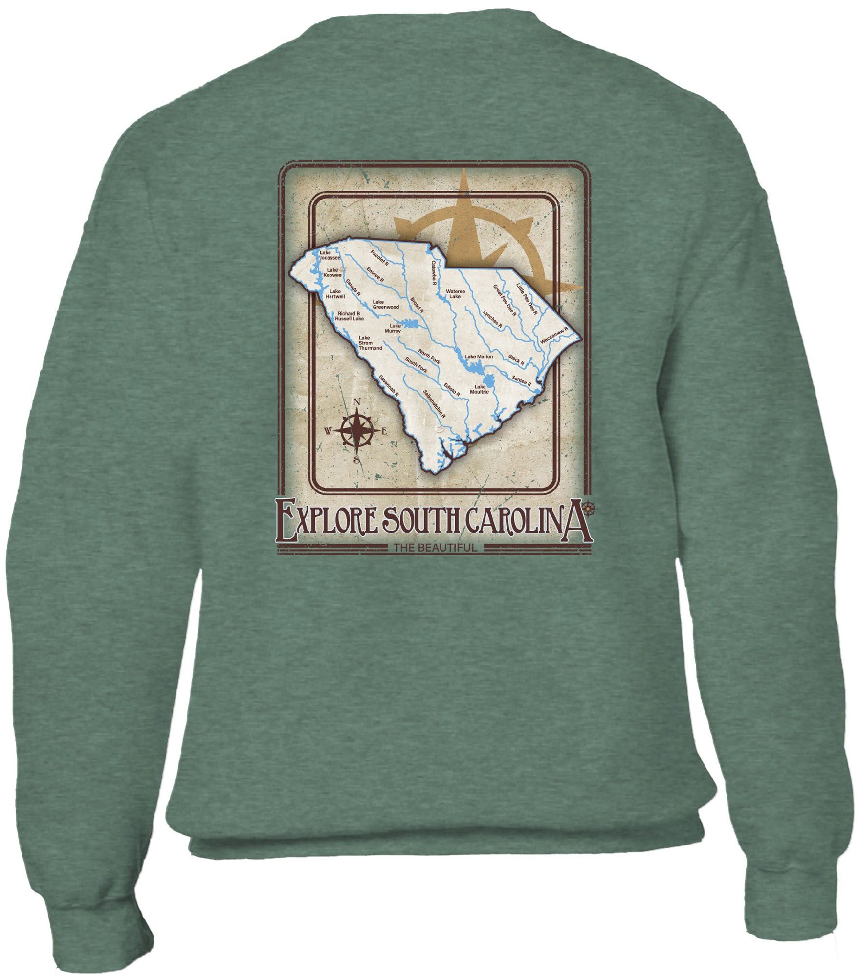 New World Graphics Adult South Carolina State Green Waters Crewneck Sweatshirt product image