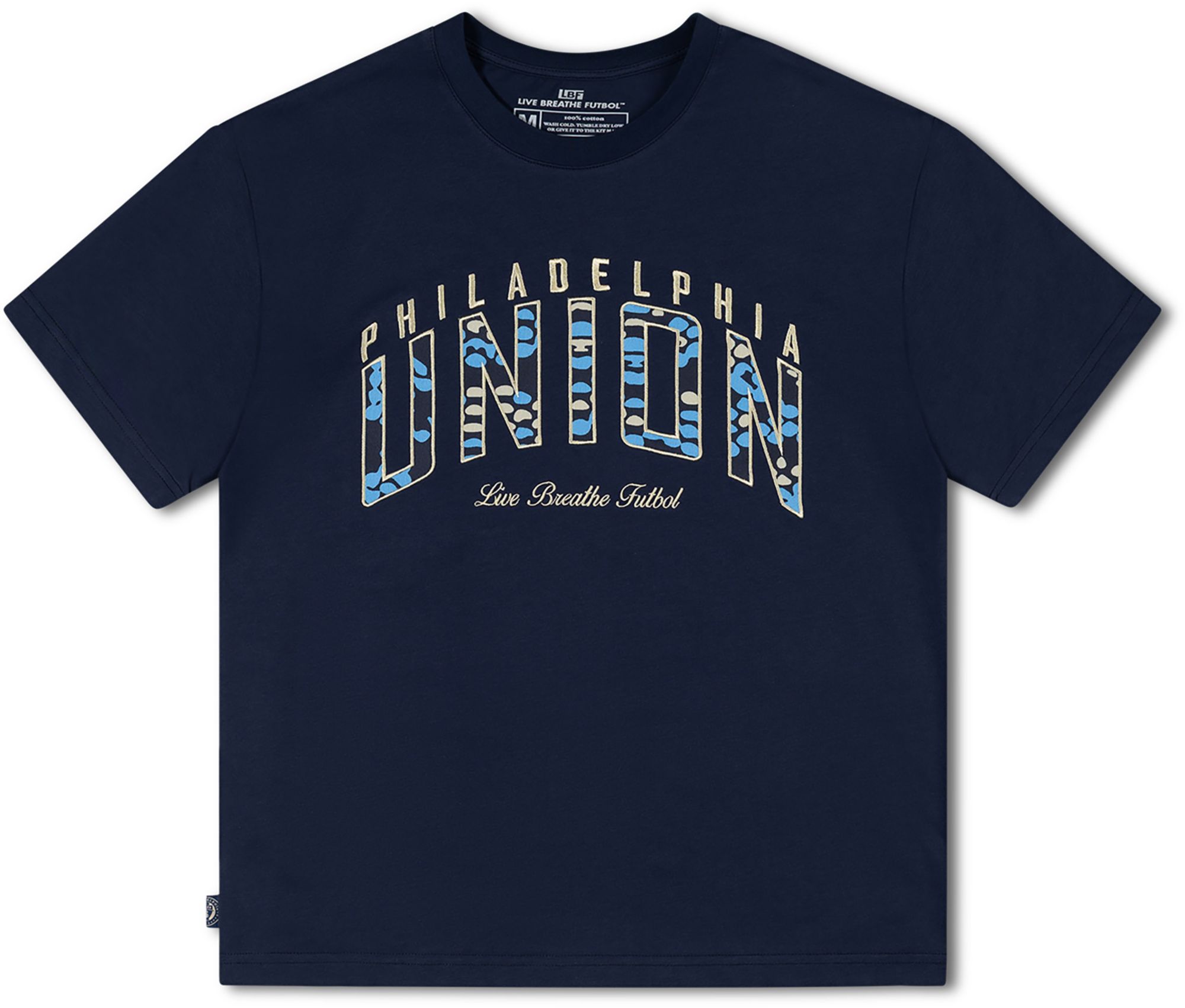 Live Breathe Futbol Men's Philadelphia Union Navy Wordmark T-Shirt product image