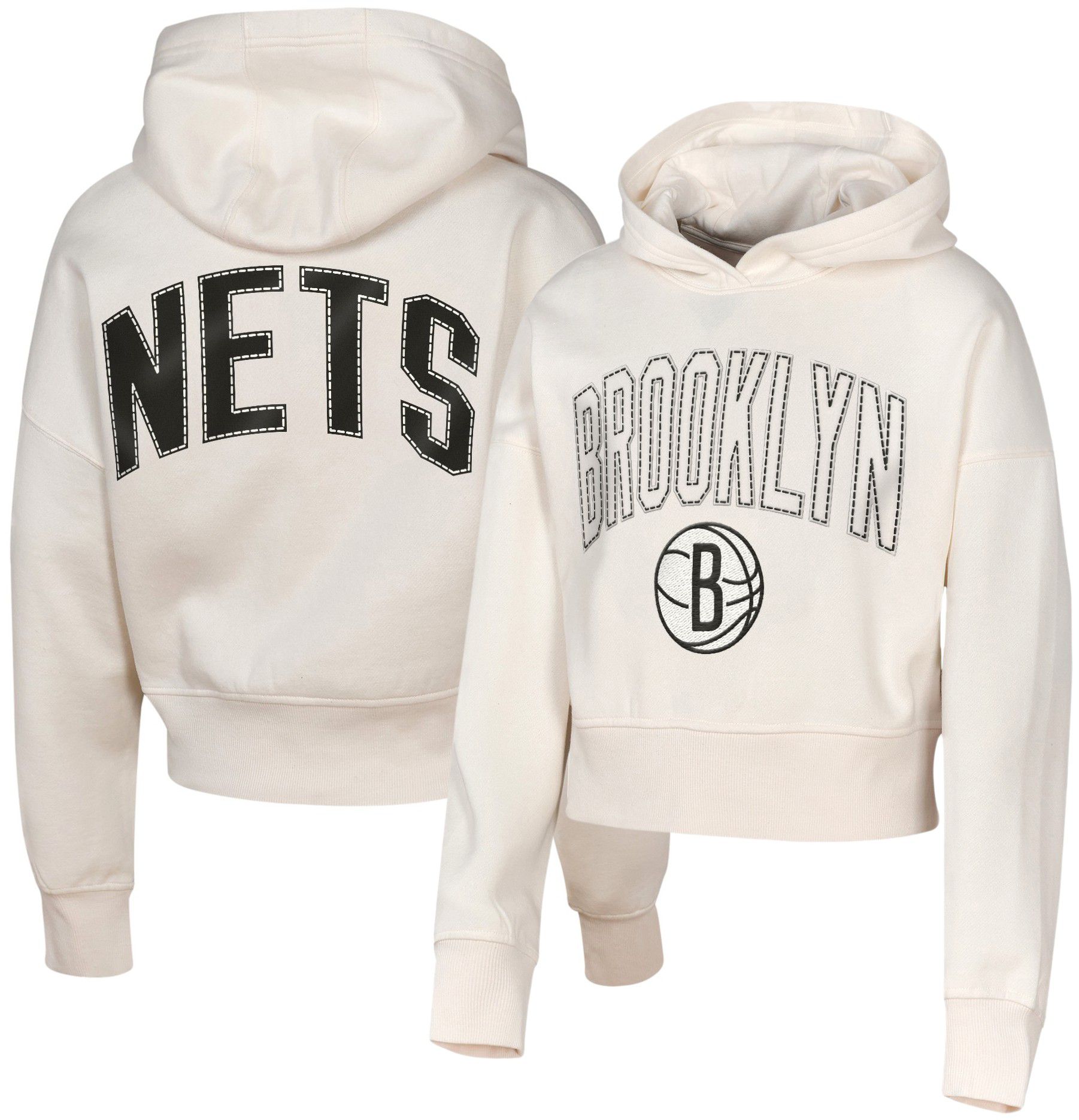 NBA Girls' Brooklyn Nets Natural Graphic Franchise Cropped Hoodie product image