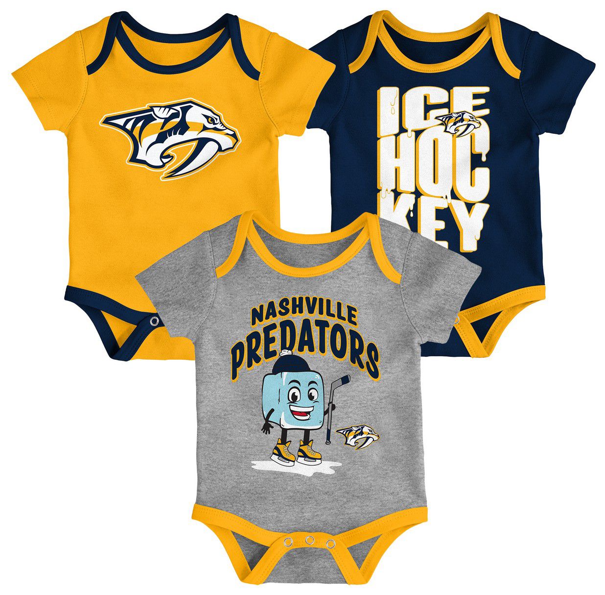 NHL Infant Nashville Predators Multicolor 3-Piece Creeper Header Set product image