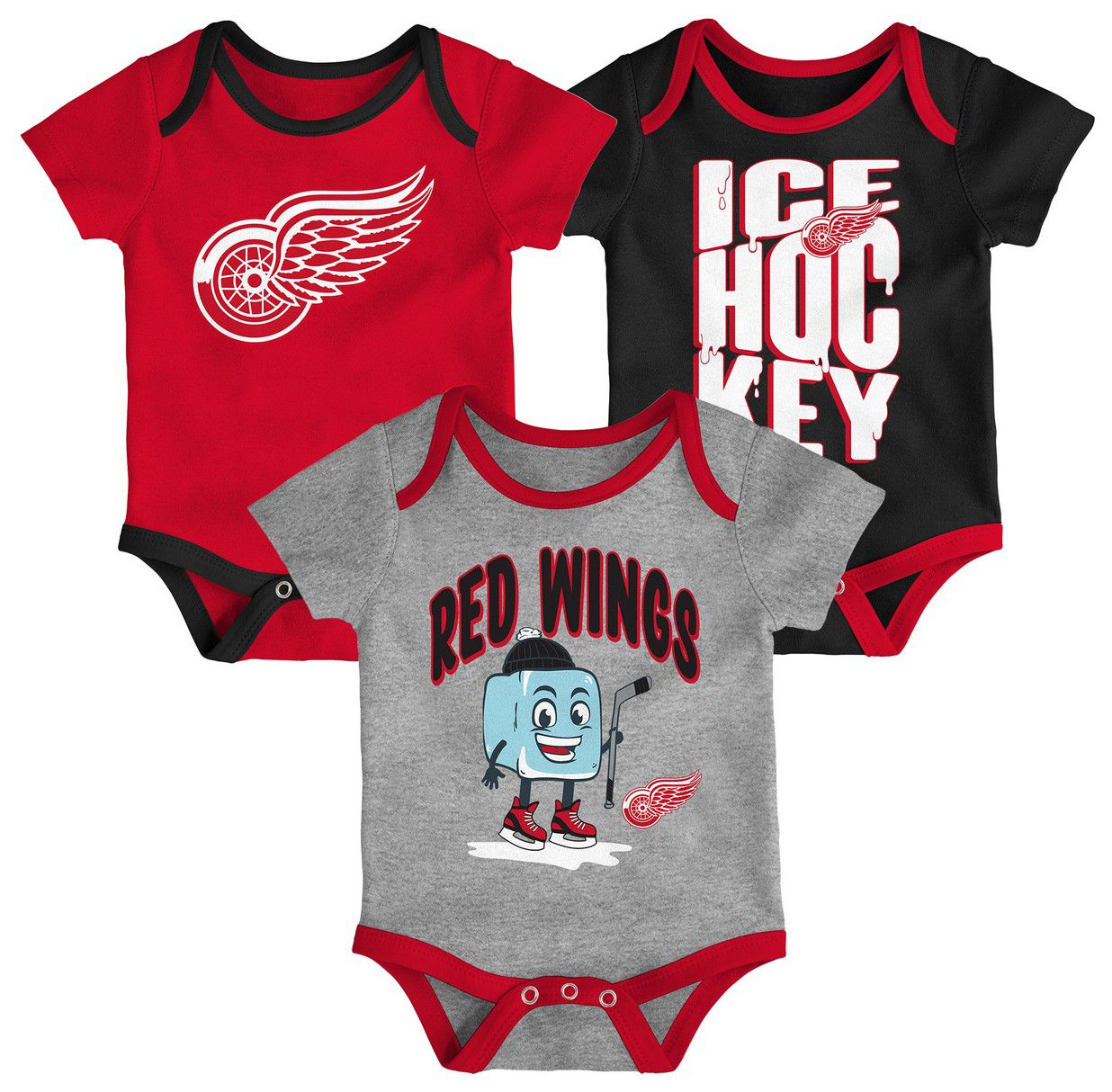 NHL Infant Detroit Red Wings Multicolor 3-Piece Creeper Header Set product image