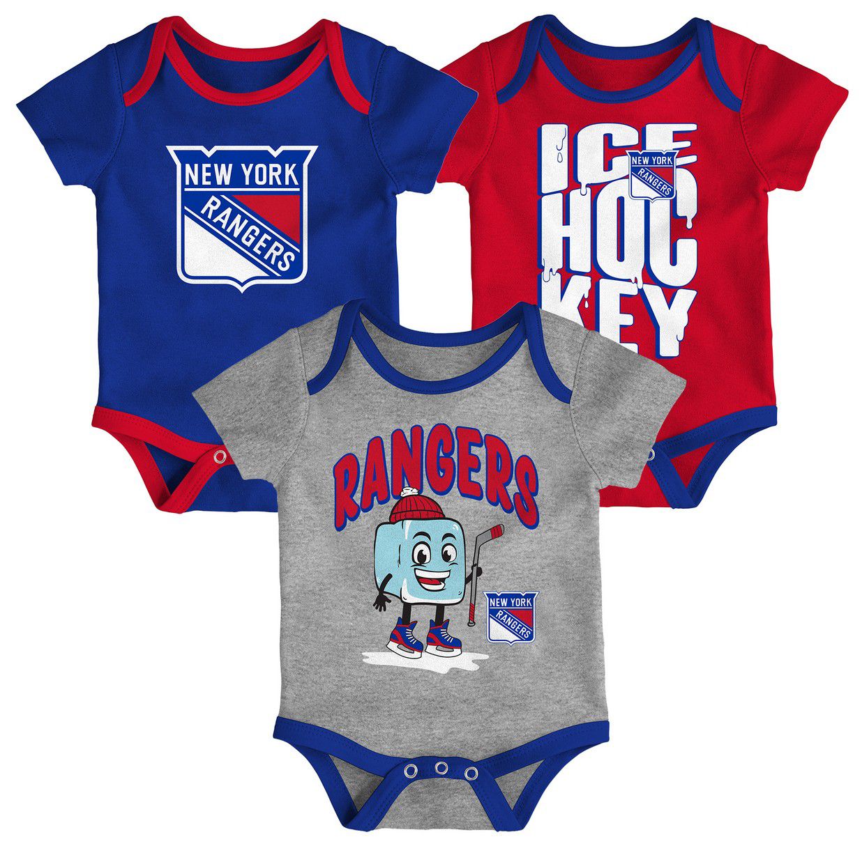 NHL Infant New York Rangers Multicolor 3-Piece Creeper Header Set product image