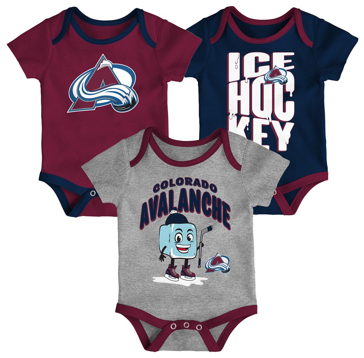 NHL Infant Colorado Avalanche Multicolor 3-Piece Creeper Header Set product image