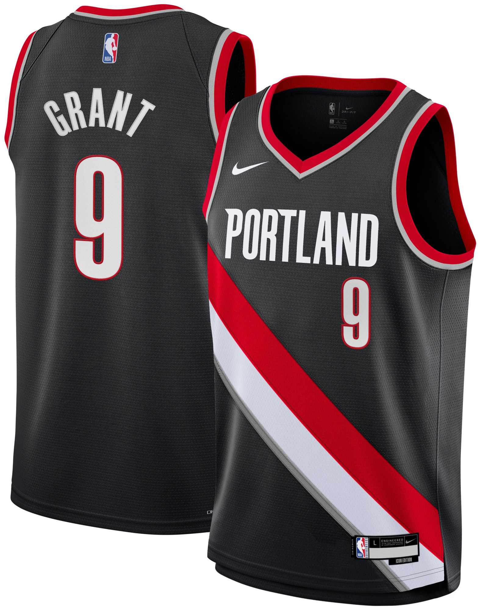 Nike Youth Portland Trail Blazers Jerami Grant #9 Black Swingman Icon Jersey product image