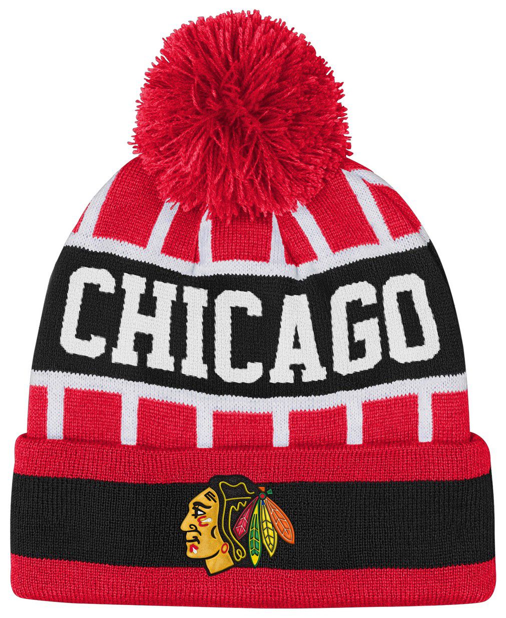 NHL Youth Chicago Blackhawks Black Go Fast Cuff Beanie product image
