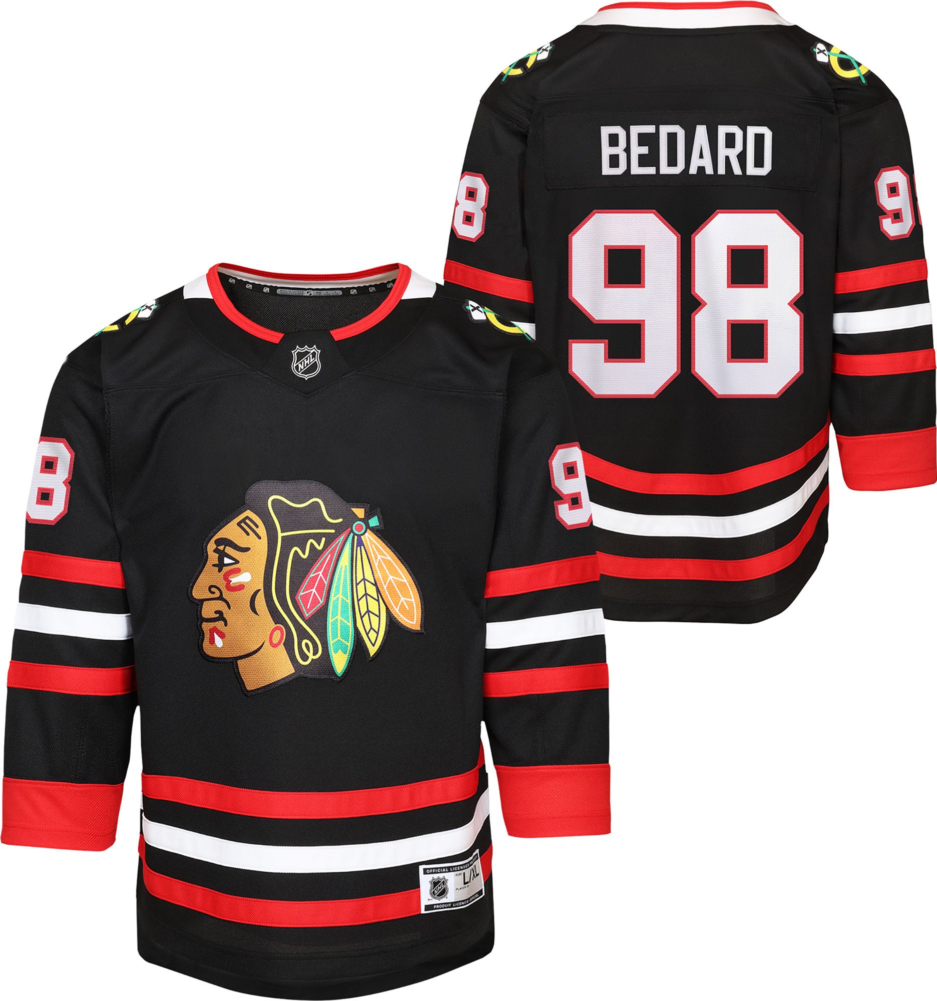 NHL Youth 2025 Chicago Blackhawks Connor Bedard #98 Black Premier Alternate Jersey product image