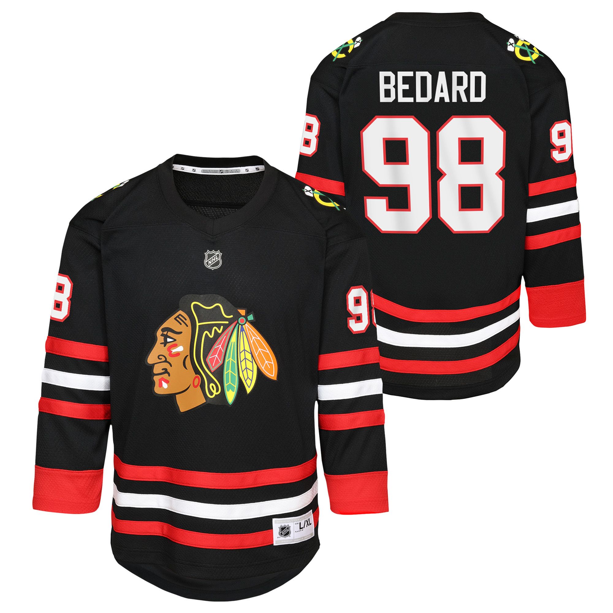 NHL Youth 2025 Chicago Blackhawks Connor Bedard #98 Black Replica Alternate Jersey product image