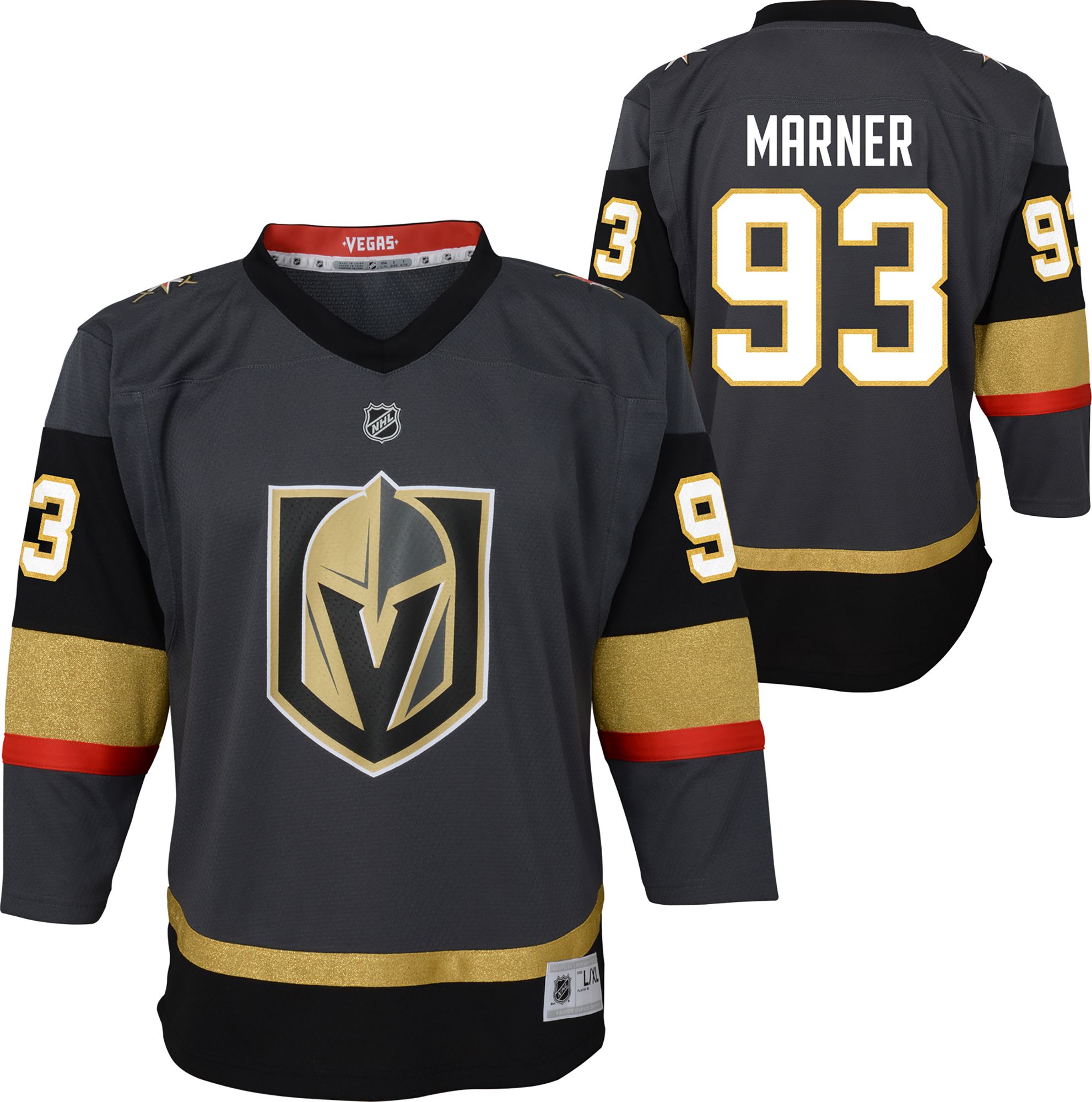 NHL Youth Vegas Golden Knights Mitch Marner #93 Gray Alternate Replica Jersey product image