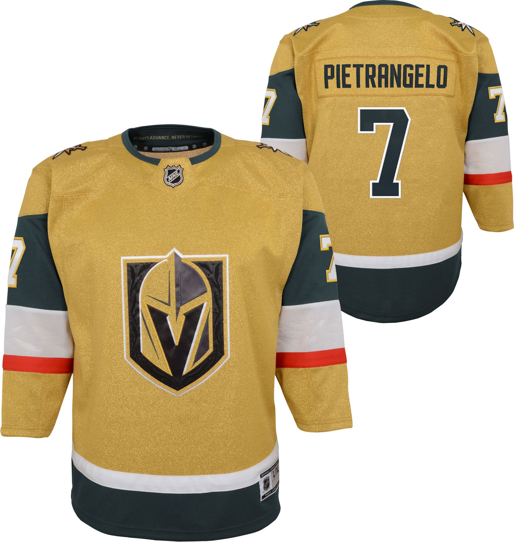 Outerstuff Youth Vegas Golden Knights Alex Pietrangelo #7 Gold Authentic Jersey product image