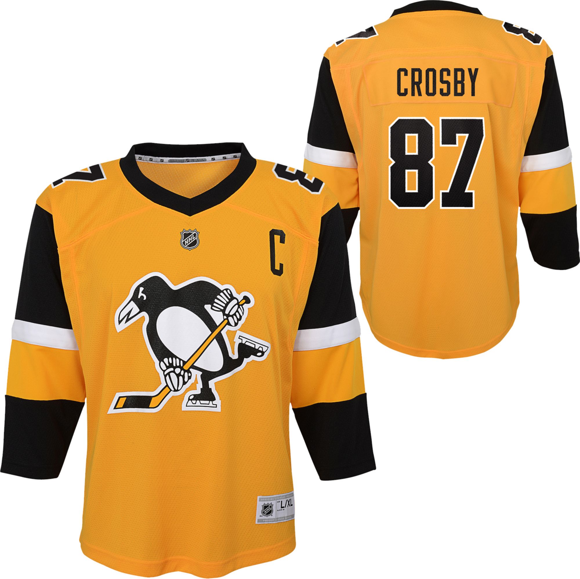 NHL Youth Pittsburgh Penguins Sidney Crosby #87 Yellow Replica Premier Alternate Jersey product image