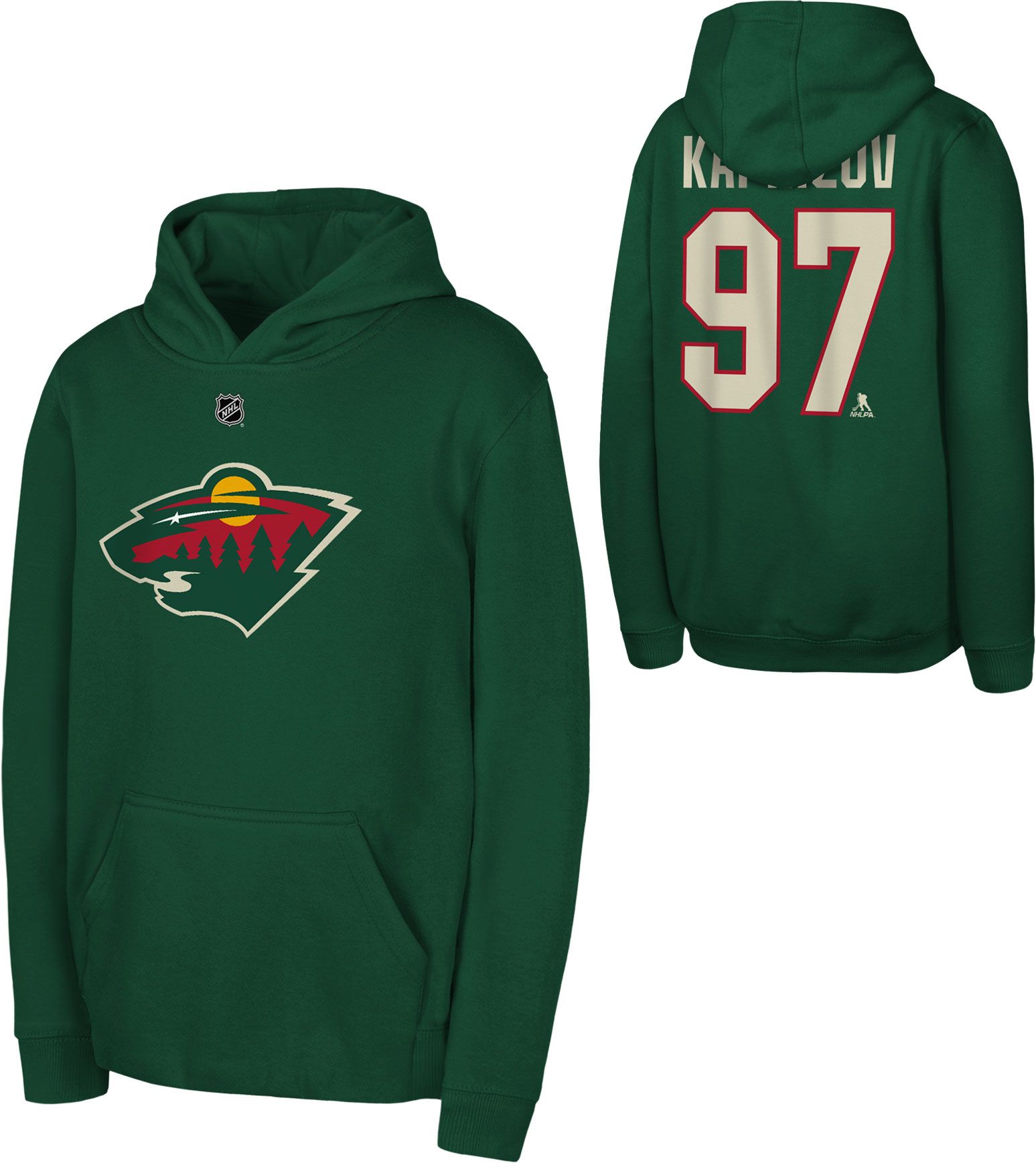 NHL Youth Minnesota Wild Kirill Kaprizov #97 Green Pullover Hoodie product image