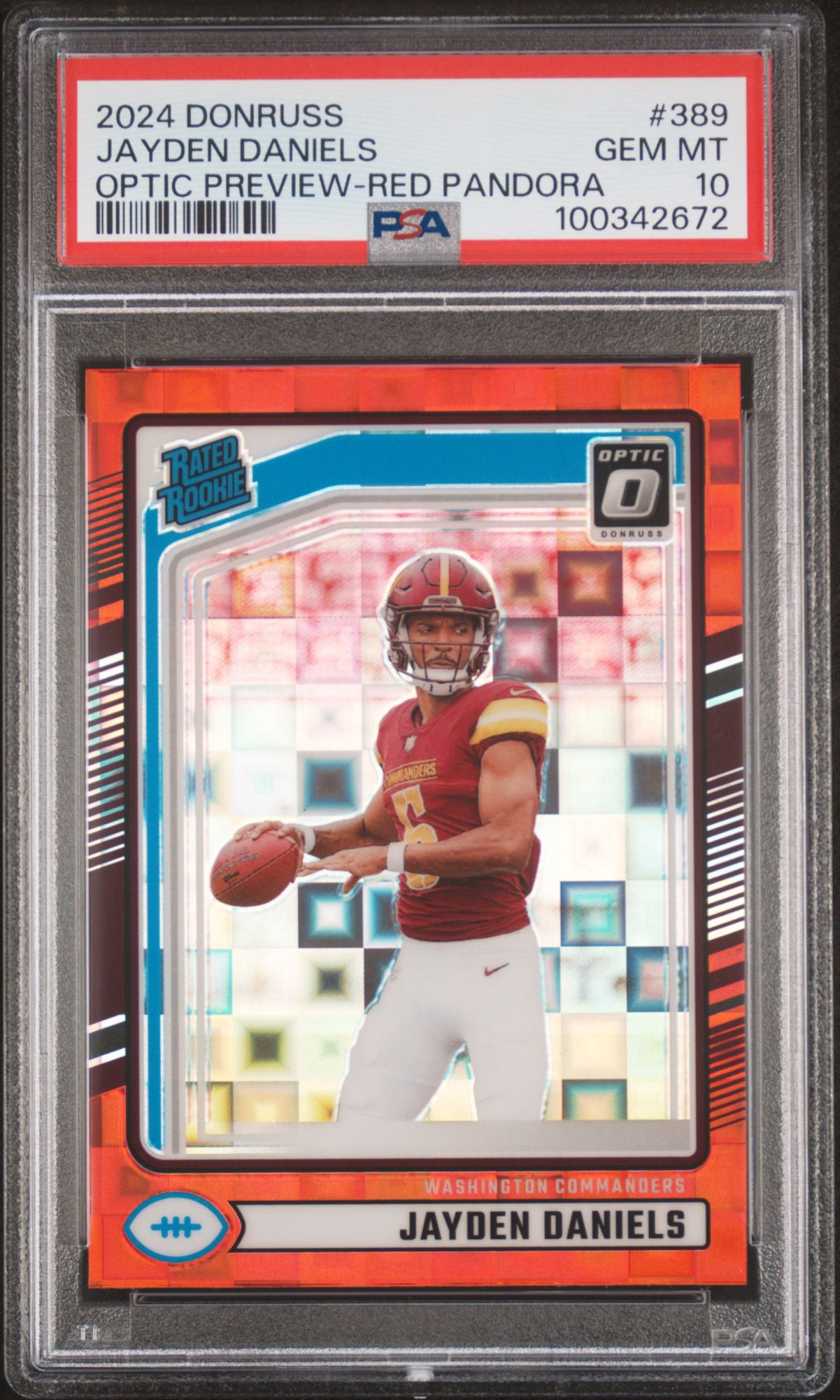 2024 Panini Donruss 389 Jayden Daniels Optic Preview-Red Pandora PSA 10 product image