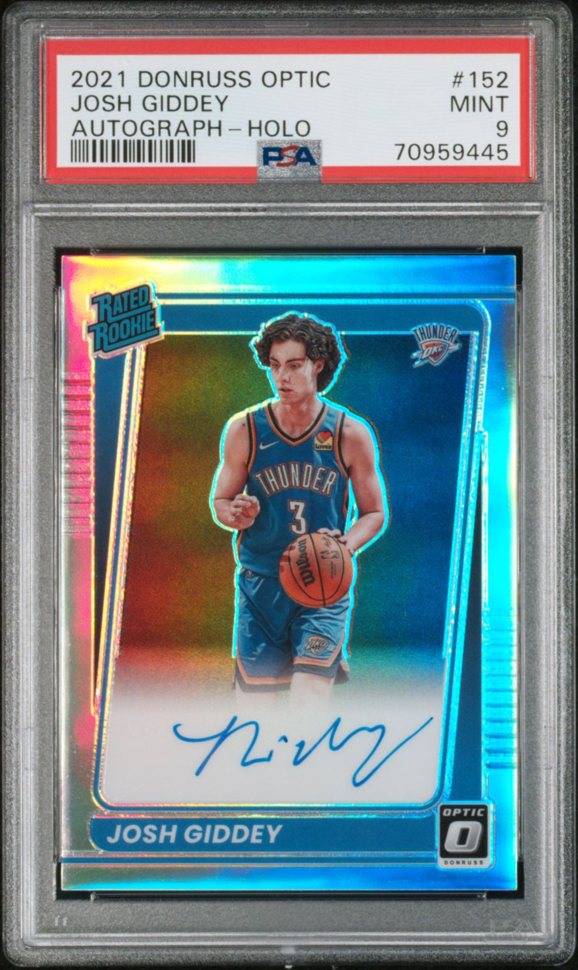 2021 Panini Donruss Optic 152 Josh Giddey Autograph-Holo PSA 9 product image