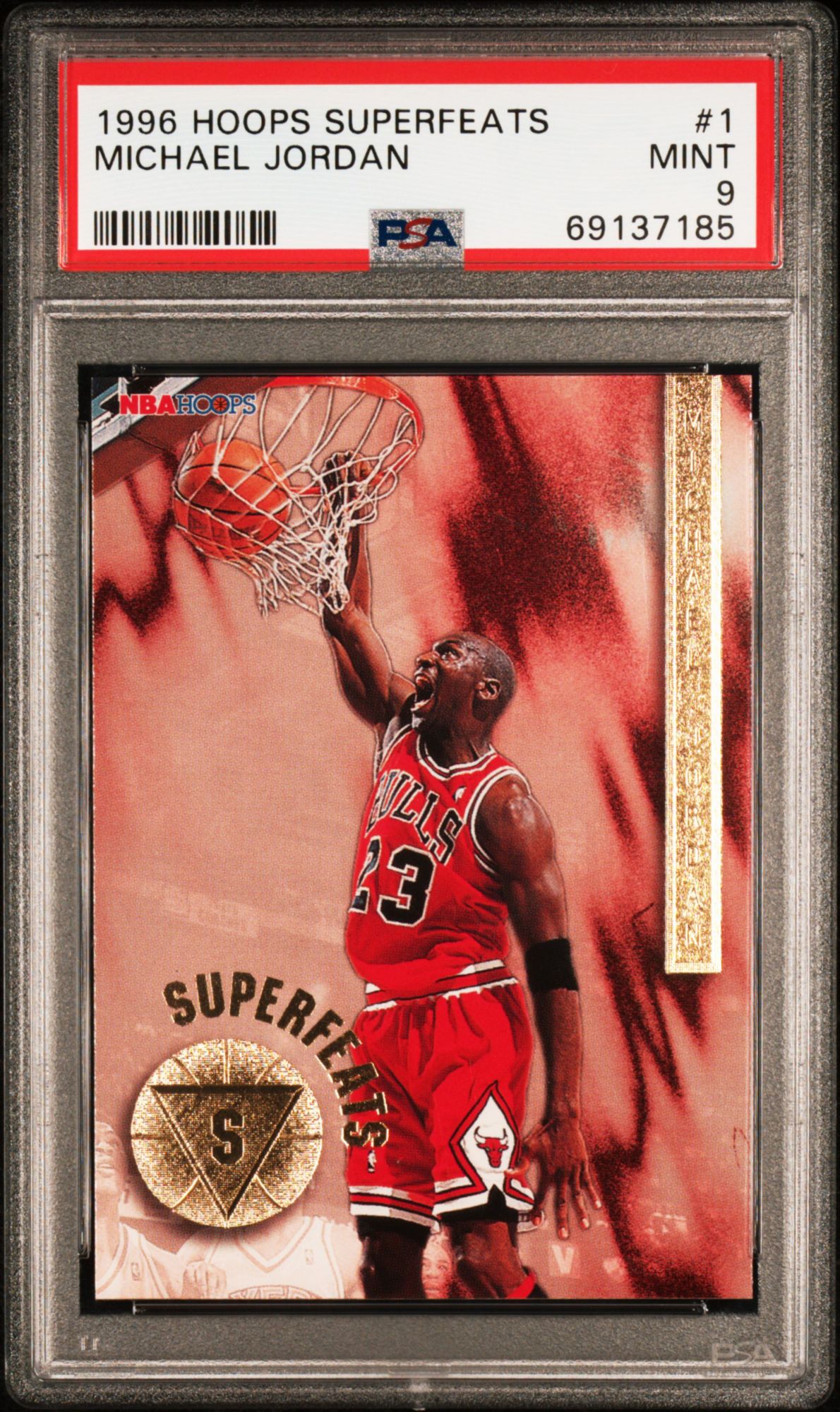 1996 Hoops Superfeats 1 Michael Jordan PSA 9 product image
