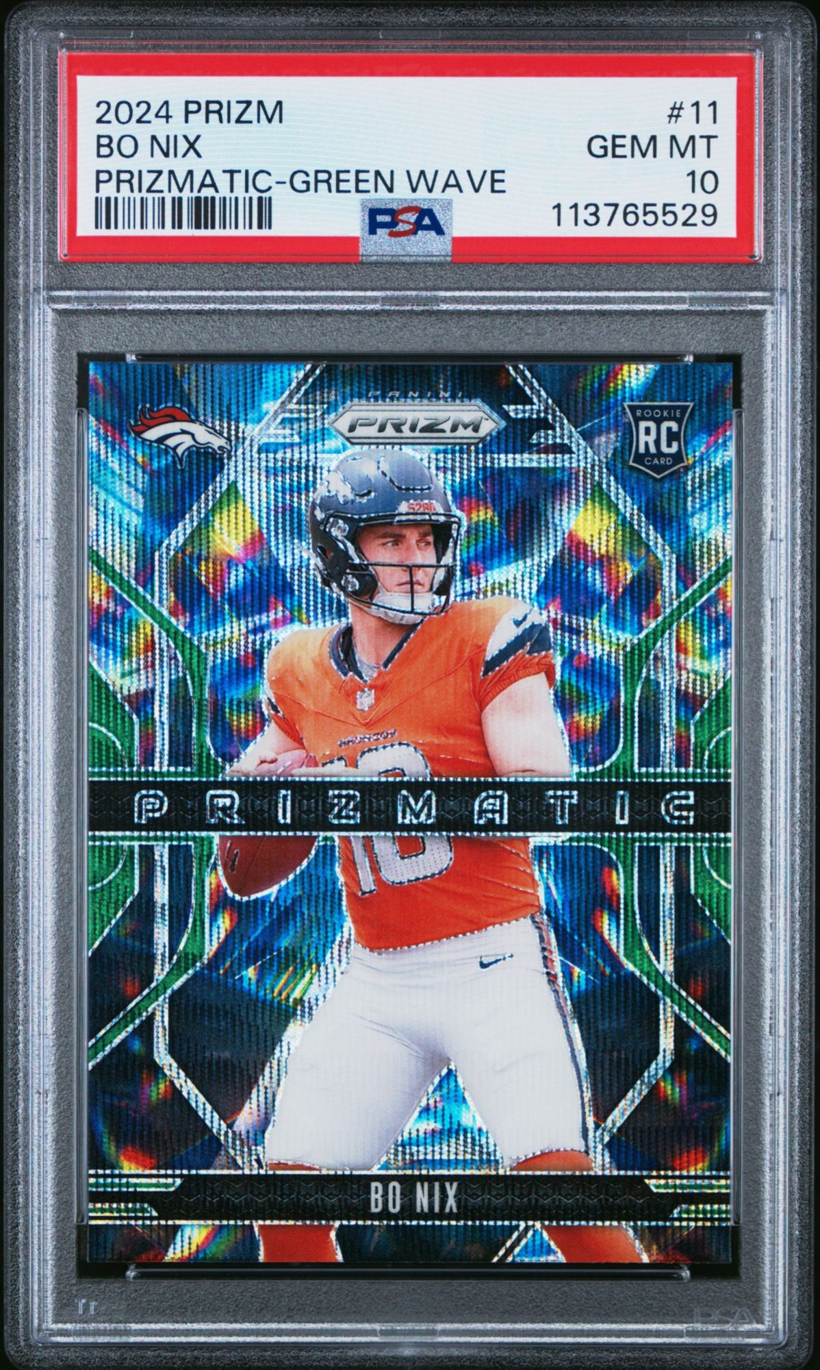 2024 Panini Prizm Prizmatic #11 Bo Nix Green Wave PSA 10 | Dick's