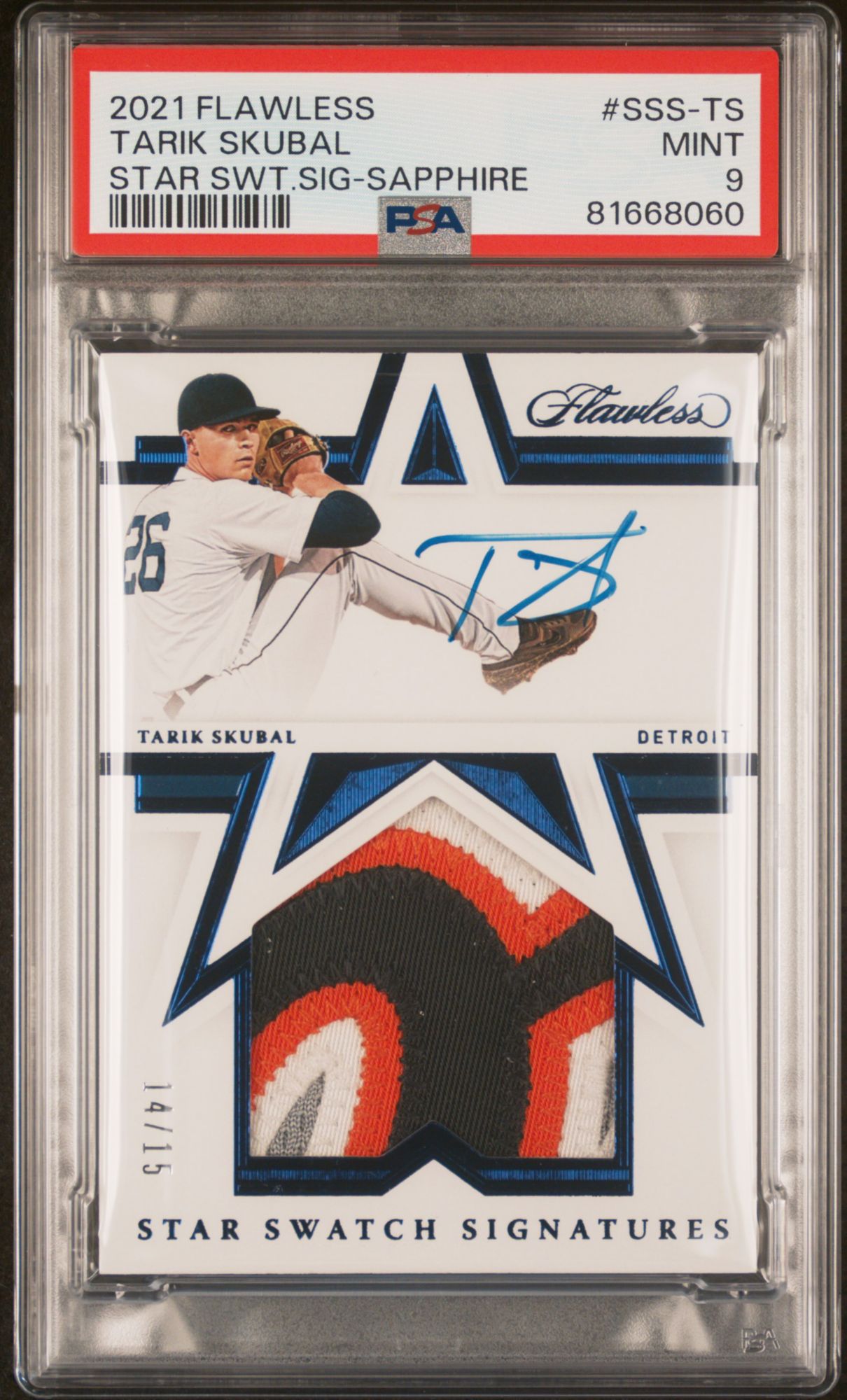 2021 Panini Flawless Star Swatch Signatures SSS-TS Tarik Skubal Sapphire PSA 9 product image