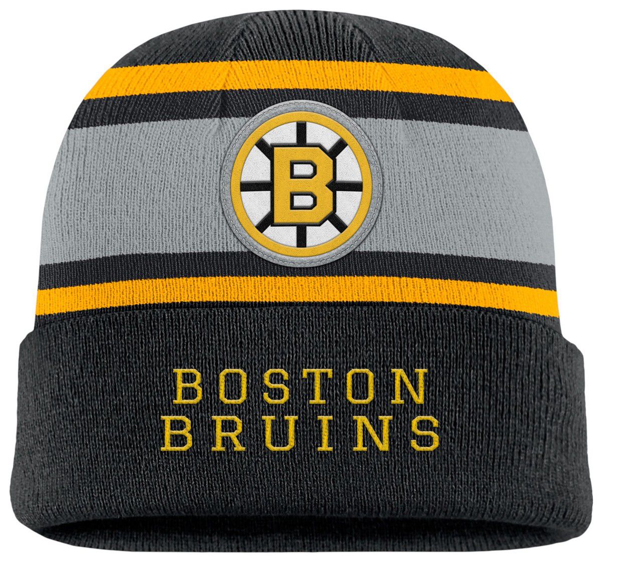 NHL Adult Boston Bruins Black Varsity Pom Knit Beanie product image