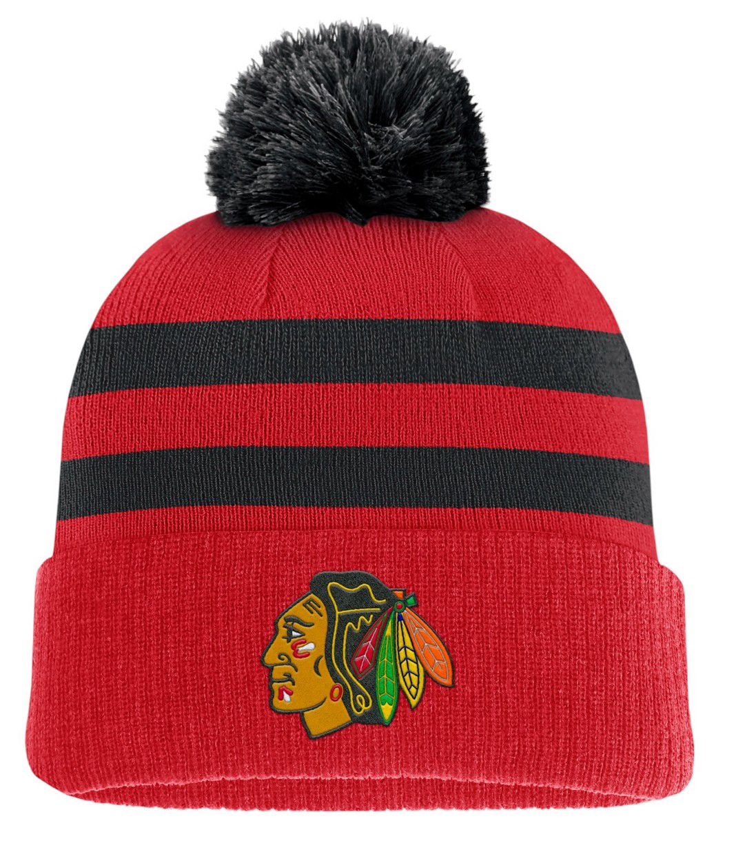 NHL Adult Chicago Blackhawks Red Pom Knit Beanie product image