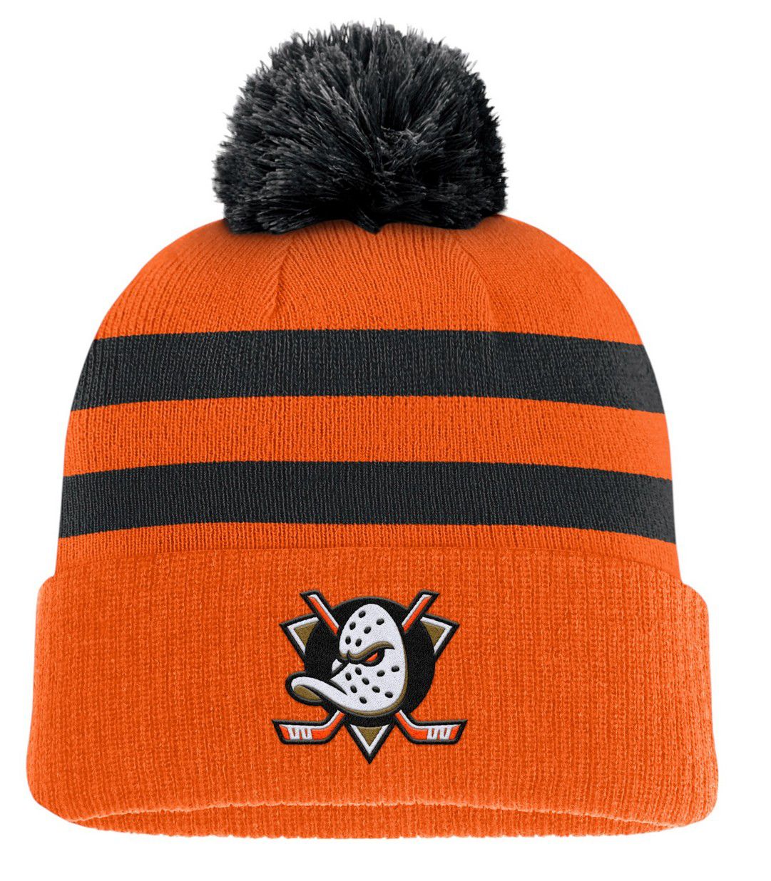 NHL Adult Anaheim Ducks Orange Pom Knit Beanie product image