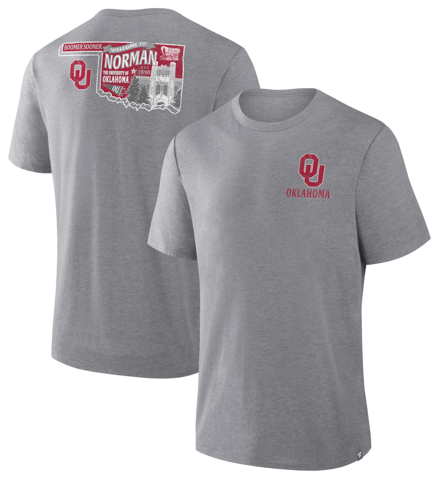 NCAA Men's Oklahoma Sooners Athletic Gray Heather Triblend State T-Shirt product image